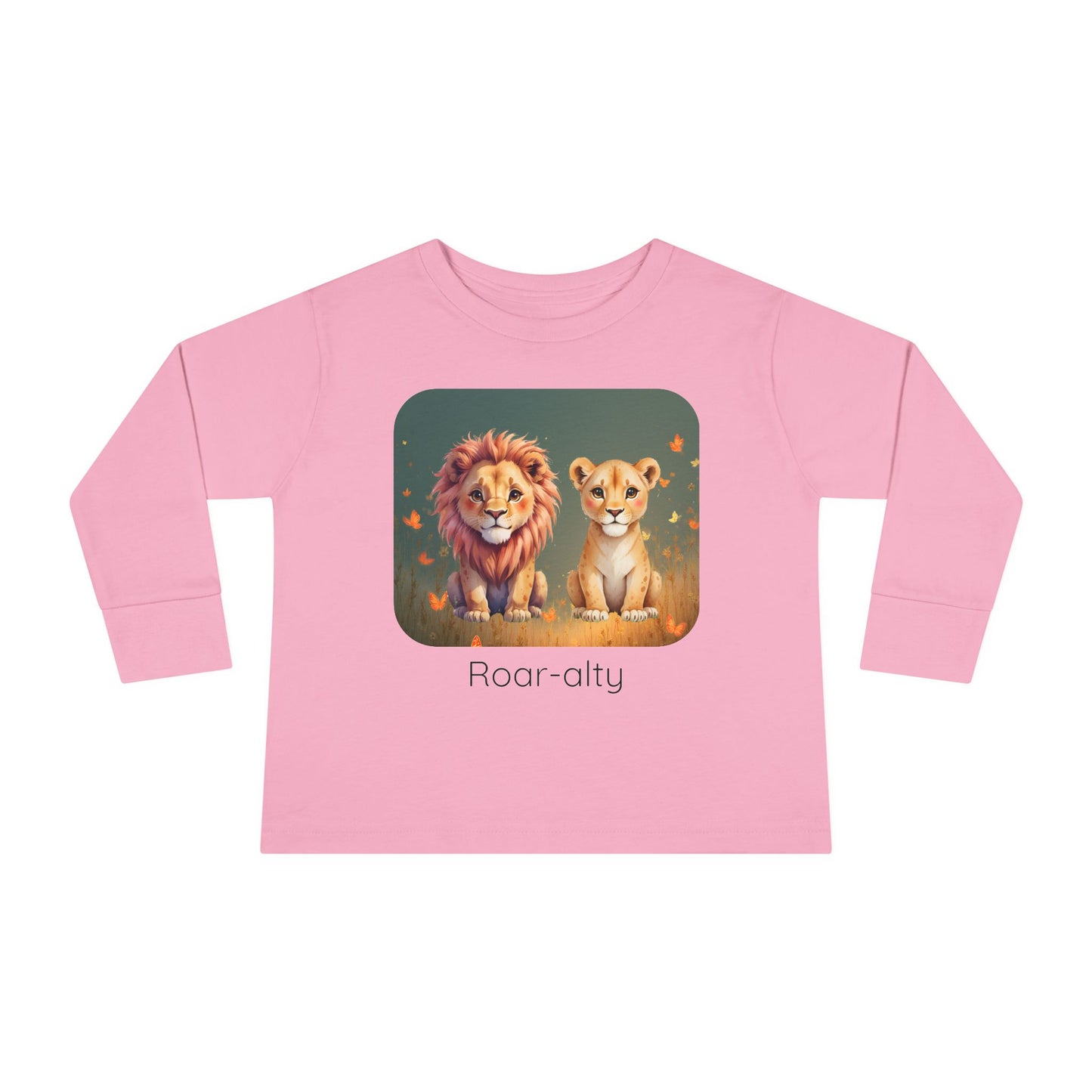 Lion print toddler long sleeve shirt in White, gender-neutral kids clothing
