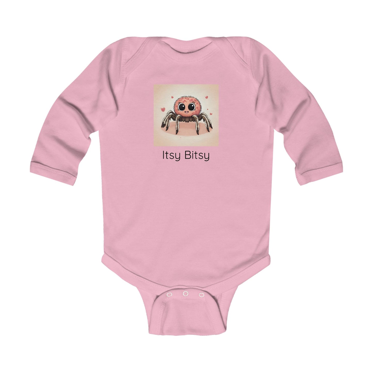 Spider print infant long sleeve onesie in White, gender-neutral kids clothing