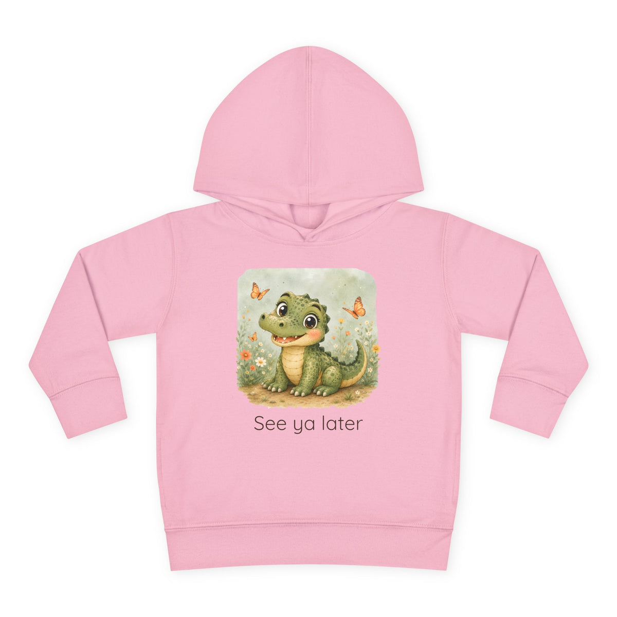 Alligator print toddler hoodie sweatshirt in White, gender-neutral kids clothing