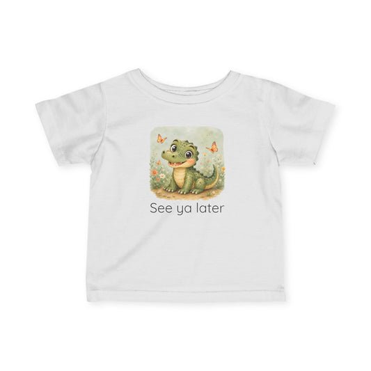 Alligator print infant t-shirt in Lavender, gender-neutral kids clothing