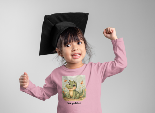 Alligator Toddler Long Sleeve Shirt - Pink
