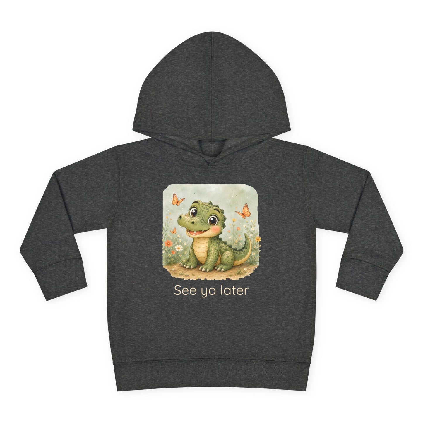 Alligator print toddler hoodie sweatshirt in Heather, gender-neutral kids clothing
