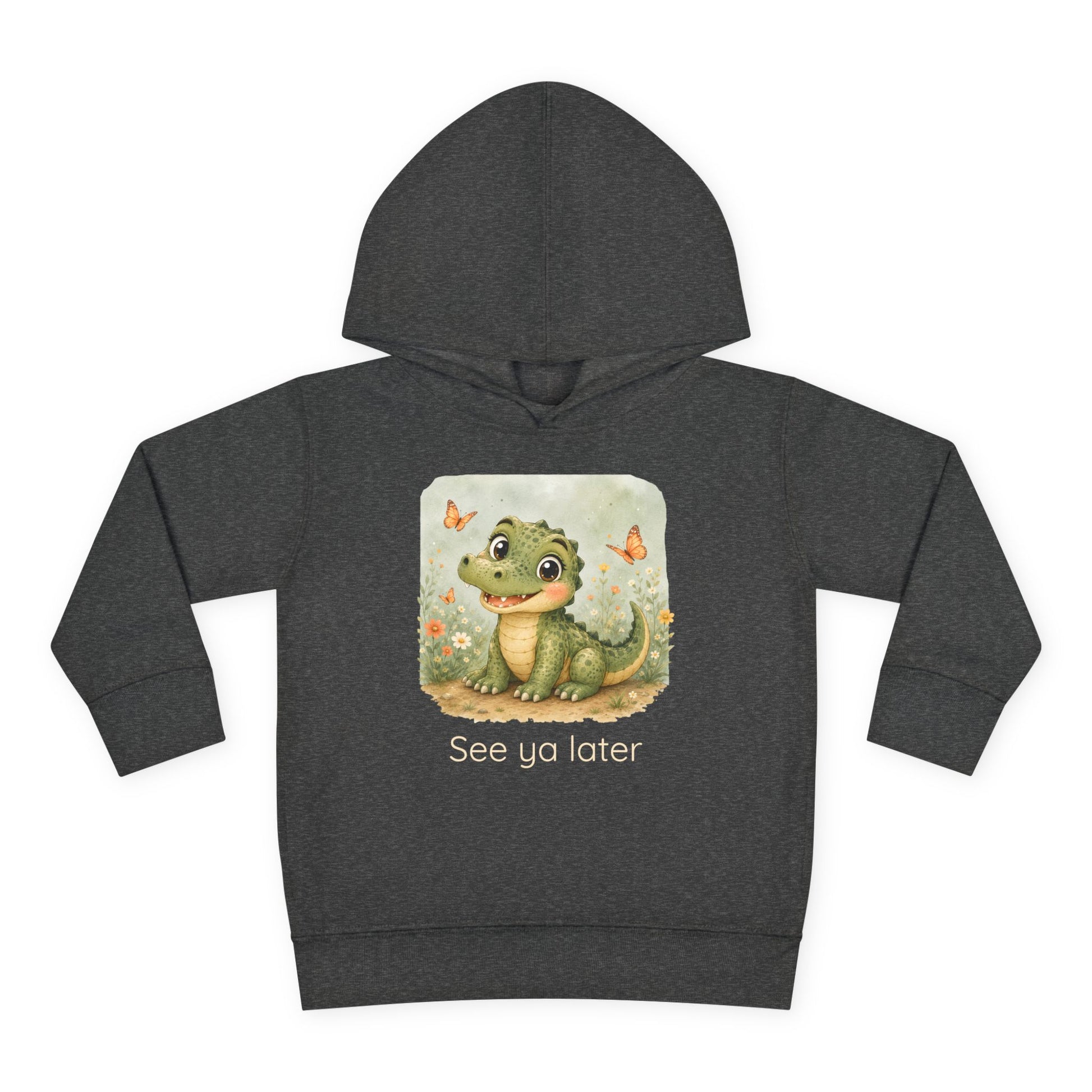 Alligator print toddler hoodie sweatshirt in Heather, gender-neutral kids clothing