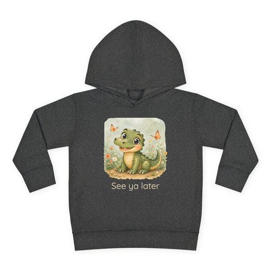 Alligator print toddler hoodie sweatshirt in Heather, gender-neutral kids clothing