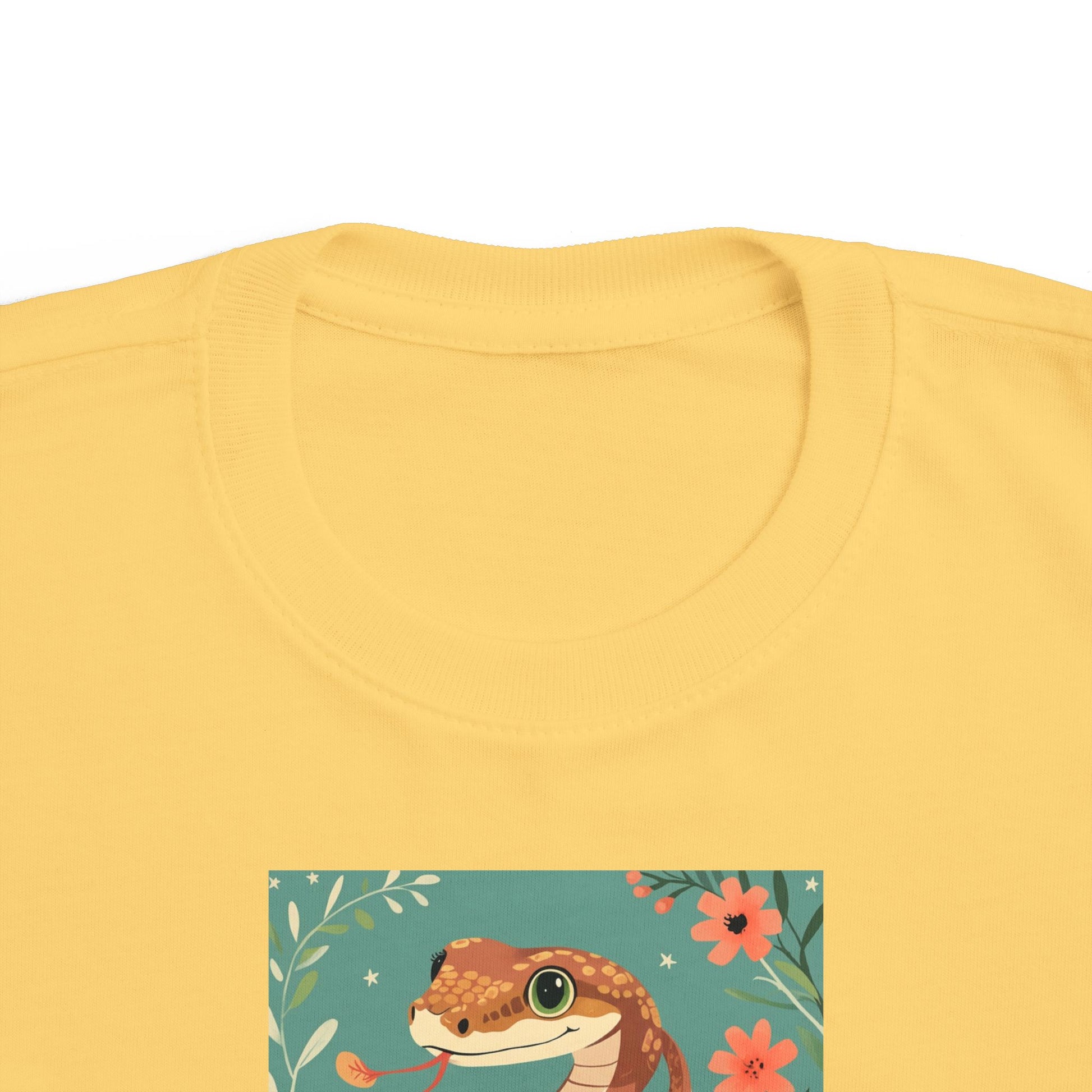 Snake print with floral accents toddler t-shirt in Light Blue, gender-neutral kids clothing