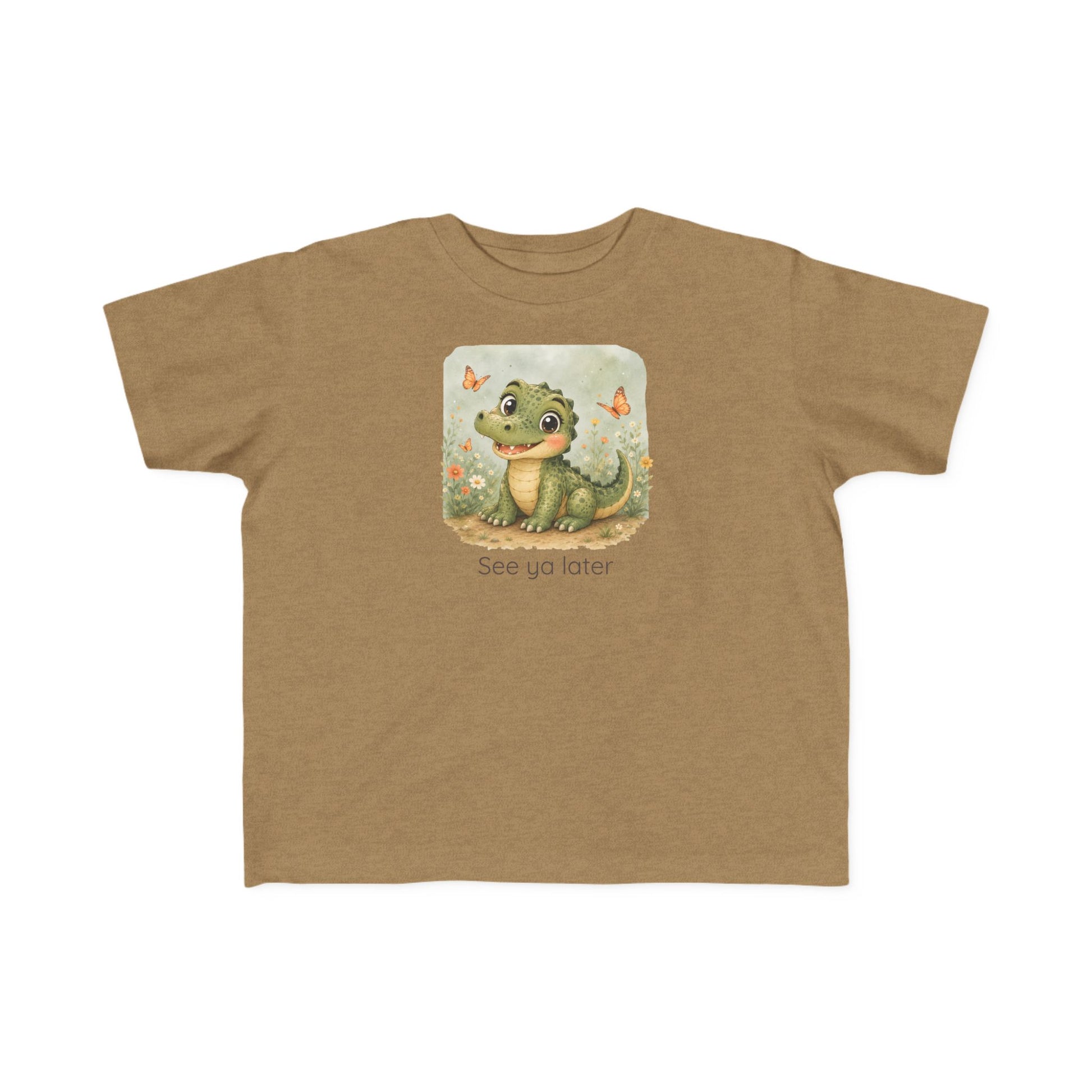 Alligator print toddler t-shirt in Butter, gender-neutral kids clothing