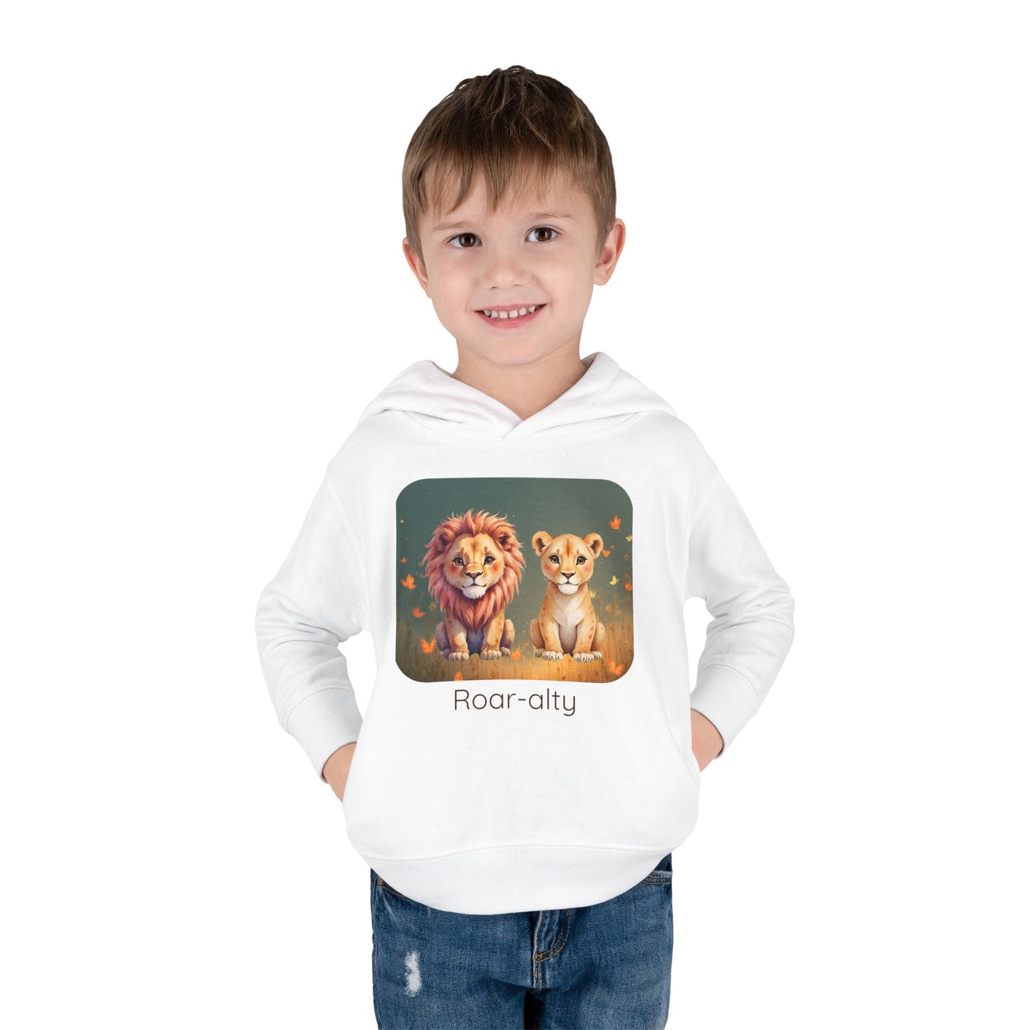 Lion print toddler hoodie sweatshirt in Pink, gender-neutral kids clothing