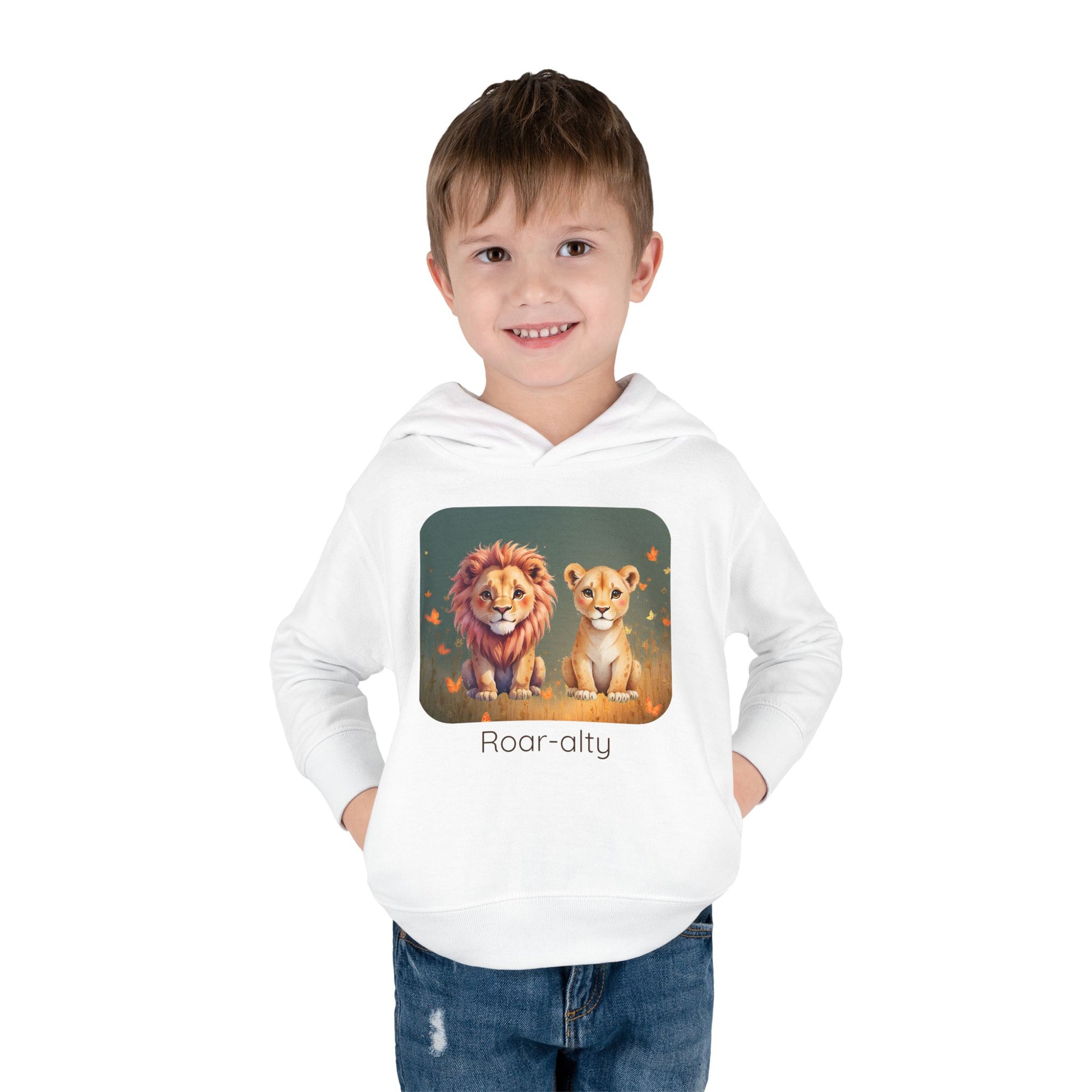 Lion print toddler hoodie sweatshirt in Pink, gender-neutral kids clothing