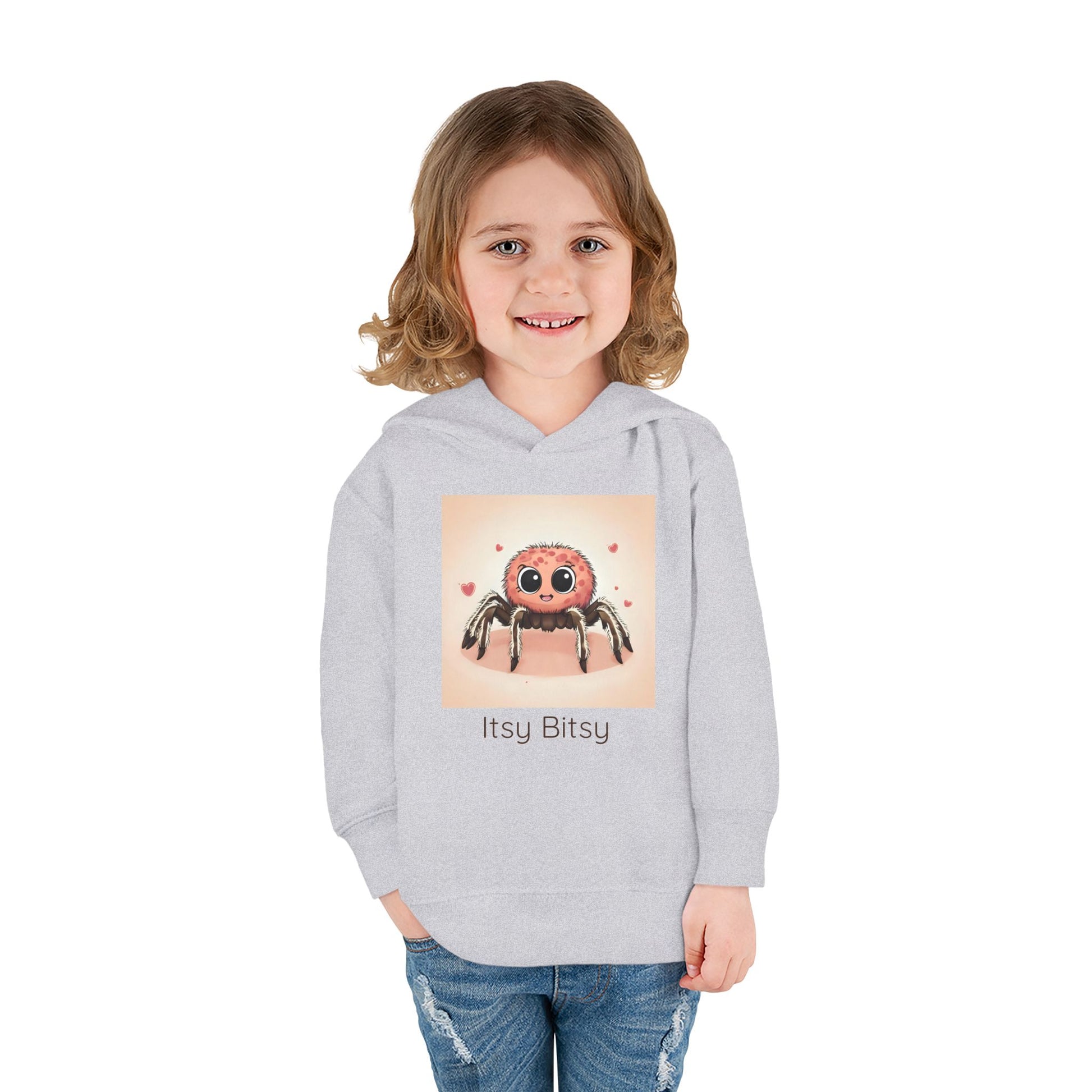 Spider print toddler hoodie sweatshirt in Vintage Smoke, gender-neutral kids clothing