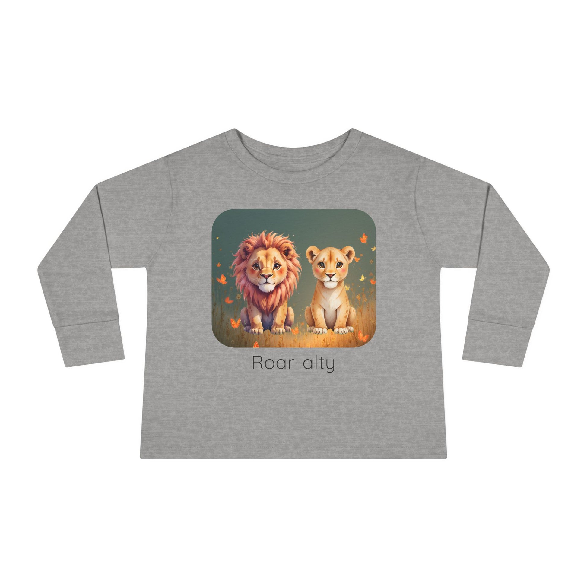Lion print toddler long sleeve shirt in Light Blue, gender-neutral kids clothing
