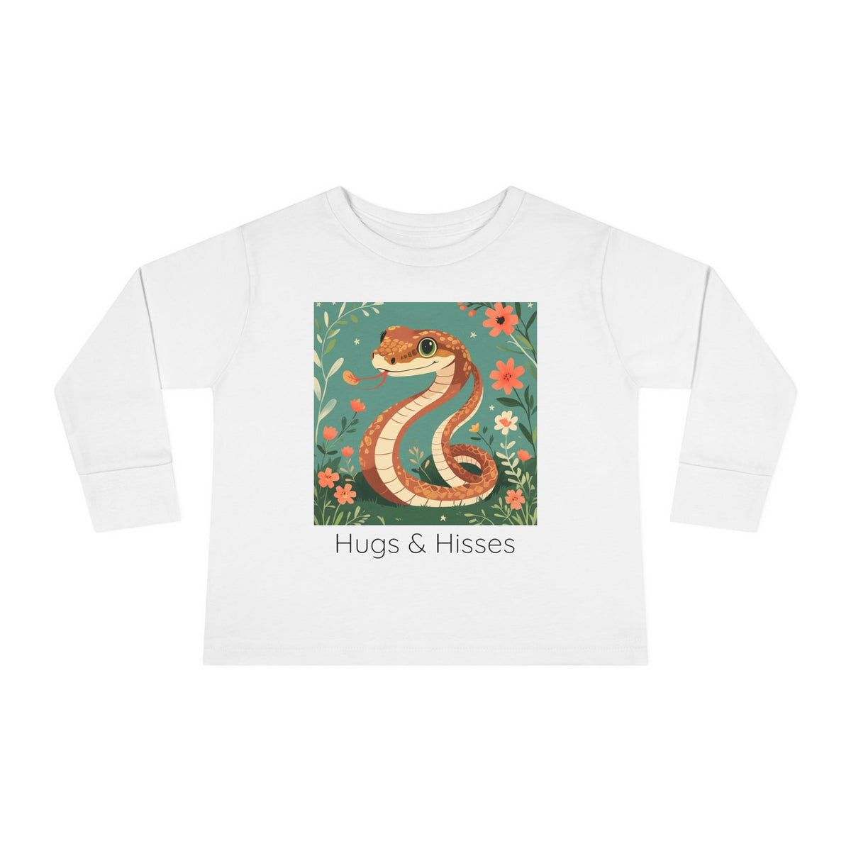 Snake print with floral accents toddler long sleeve shirt in Heather, gender-neutral kids clothing
