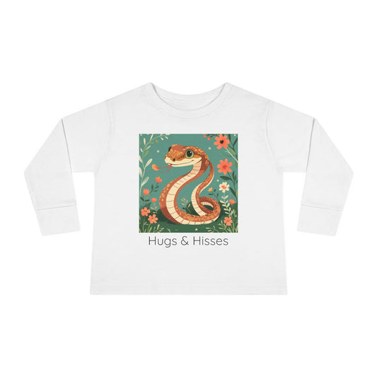 Snake print with floral accents toddler long sleeve shirt in Heather, gender-neutral kids clothing