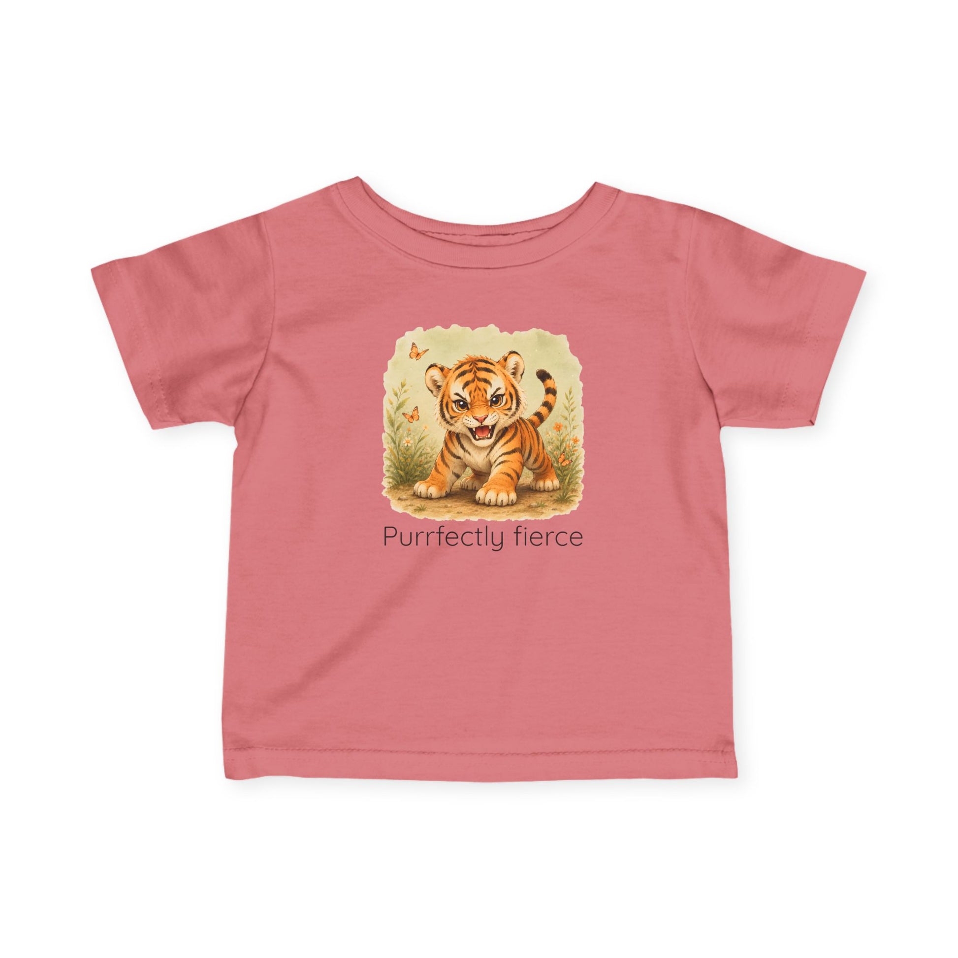 Tiger print infant t-shirt in Mauvelous, gender-neutral kids clothing
