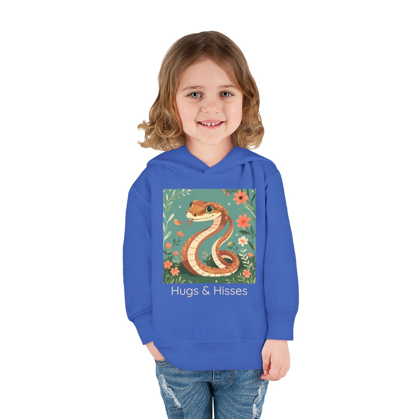 Snake print with floral accents toddler hoodie sweatshirt in Pink, gender-neutral kids clothing