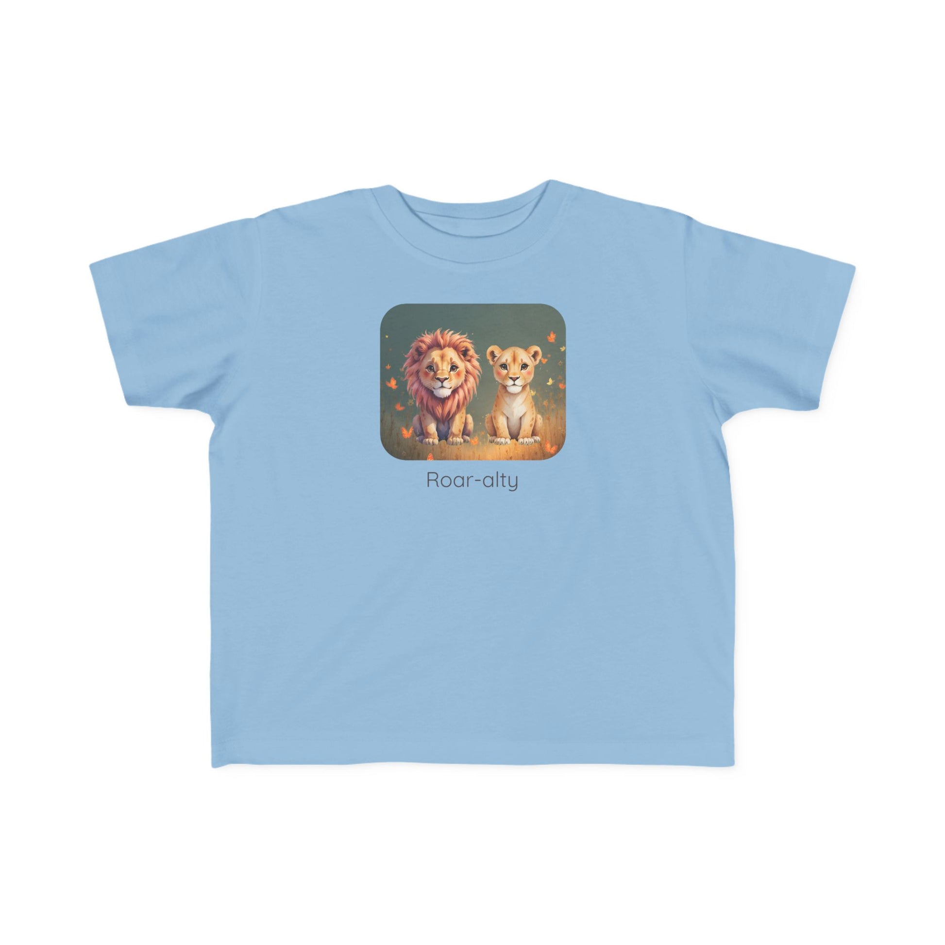 Lion print toddler t-shirt in Saltwater, gender-neutral kids clothing