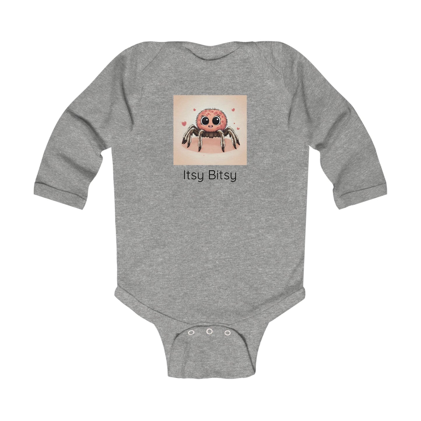 Spider print infant long sleeve onesie in Light Blue, gender-neutral kids clothing