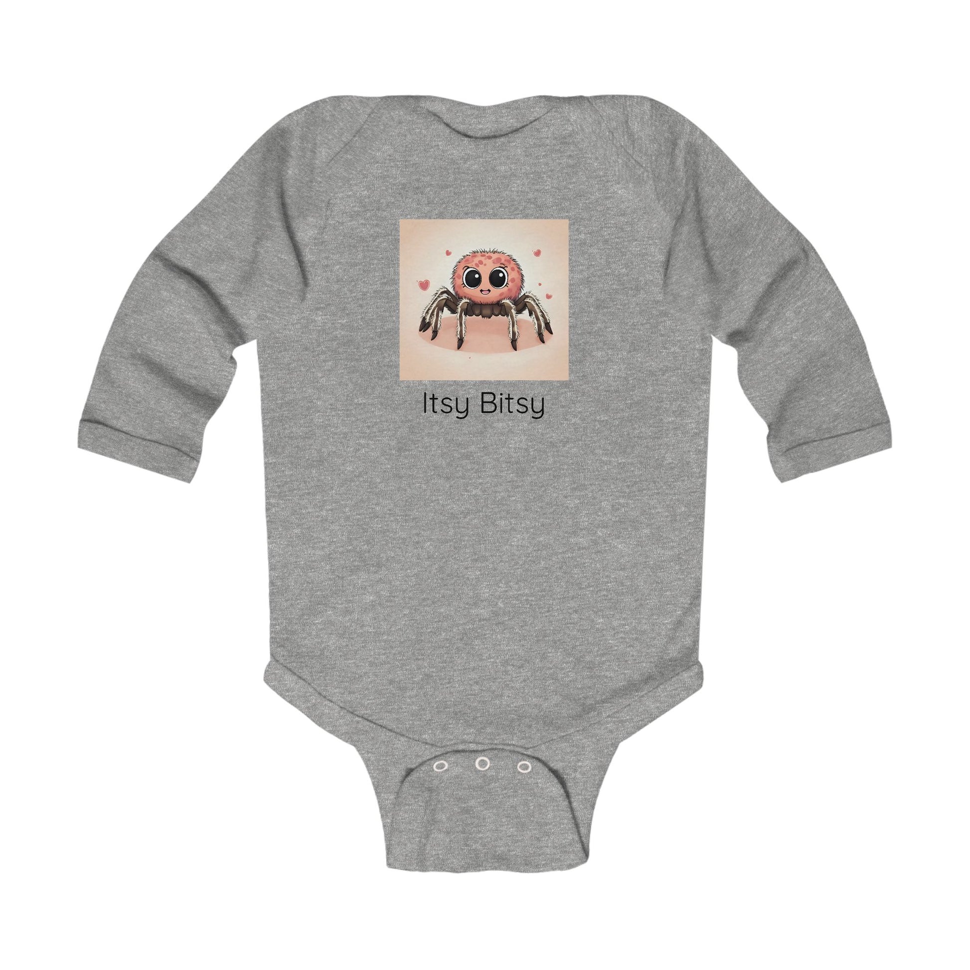 Spider print infant long sleeve onesie in Light Blue, gender-neutral kids clothing