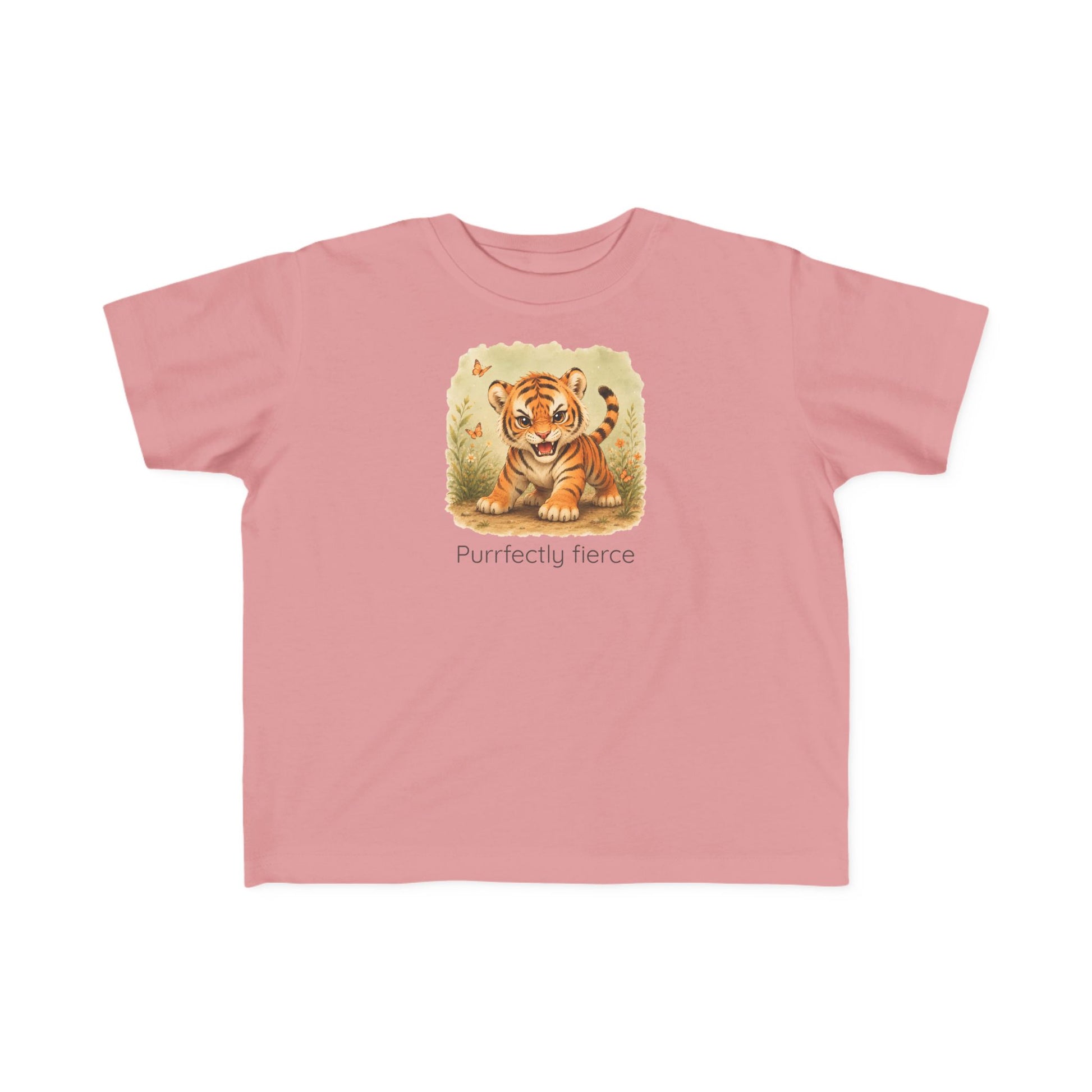 Tiger print toddler t-shirt in Vintage Smoke, gender-neutral kids clothing