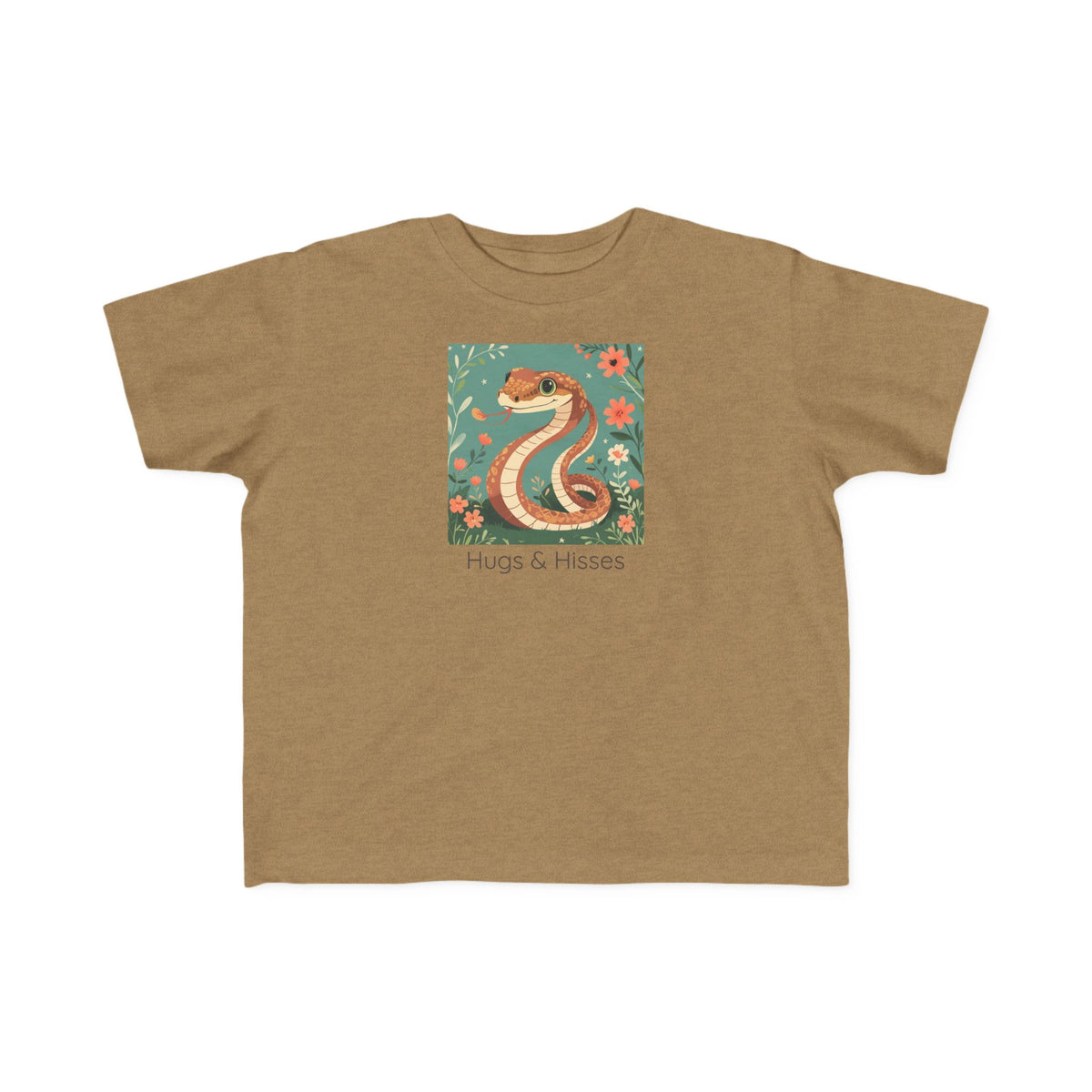 Snake print with floral accents toddler t-shirt in White, gender-neutral kids clothing