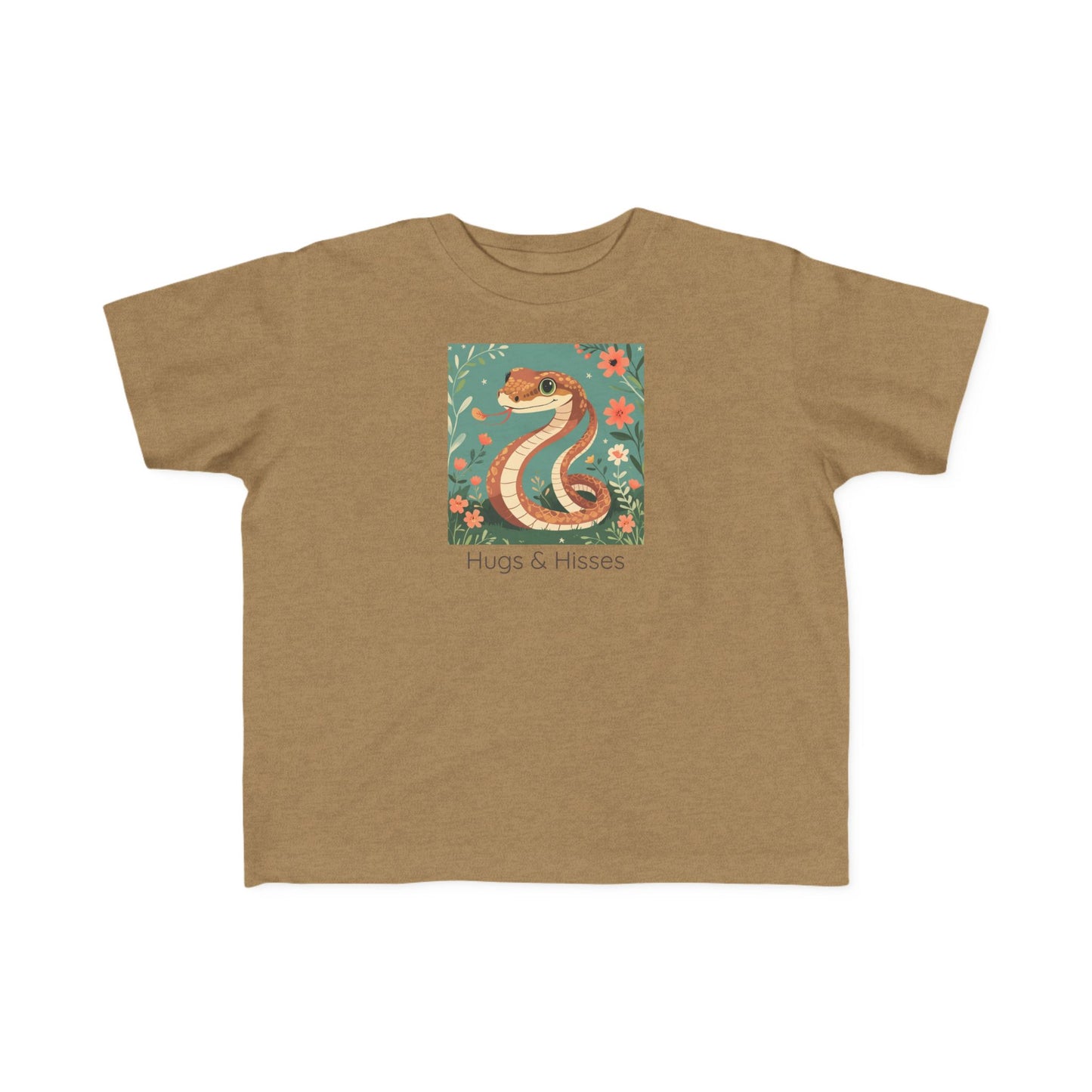 Snake print with floral accents toddler t-shirt in White, gender-neutral kids clothing