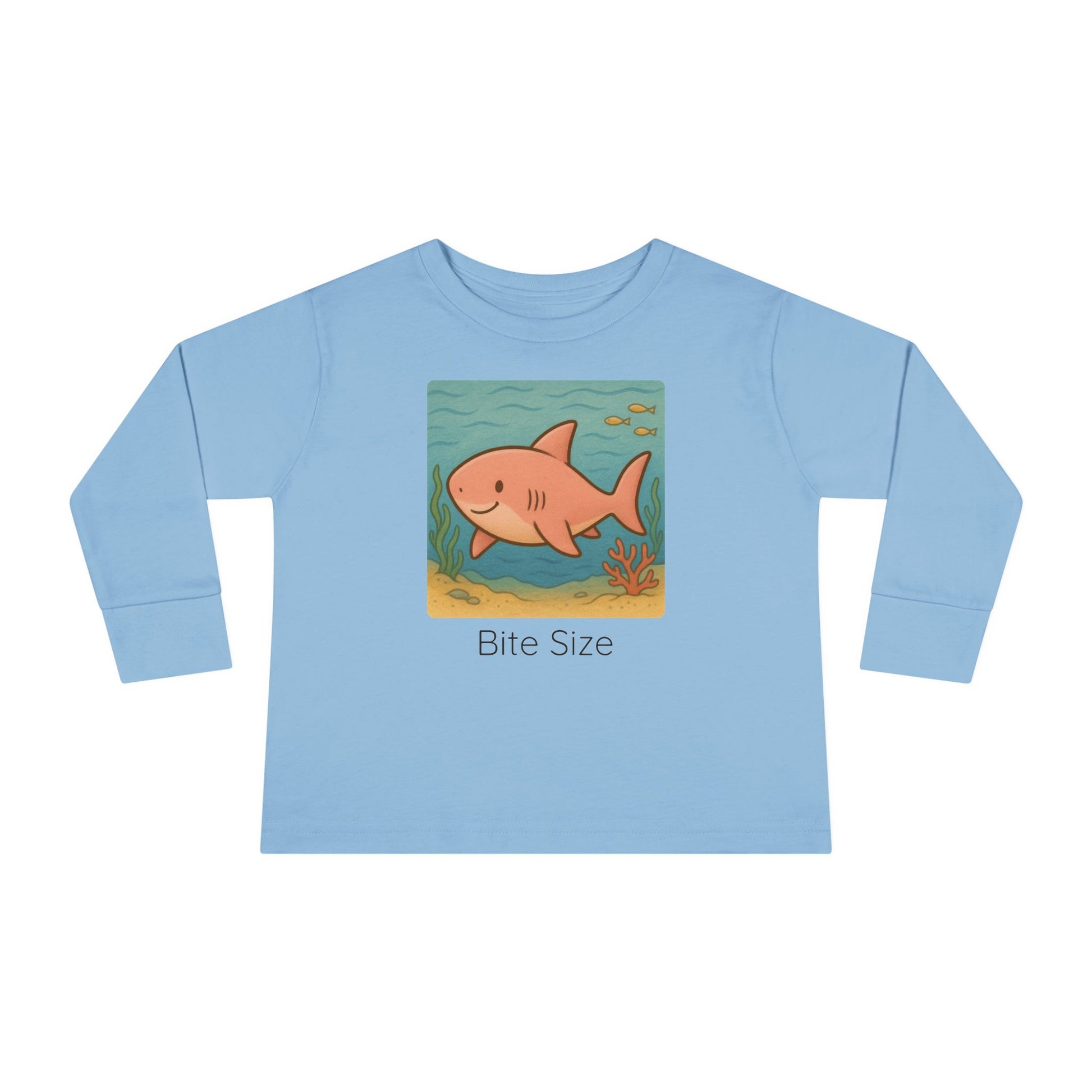 Shark print toddler long sleeve shirt in Pink, gender-neutral kids clothing