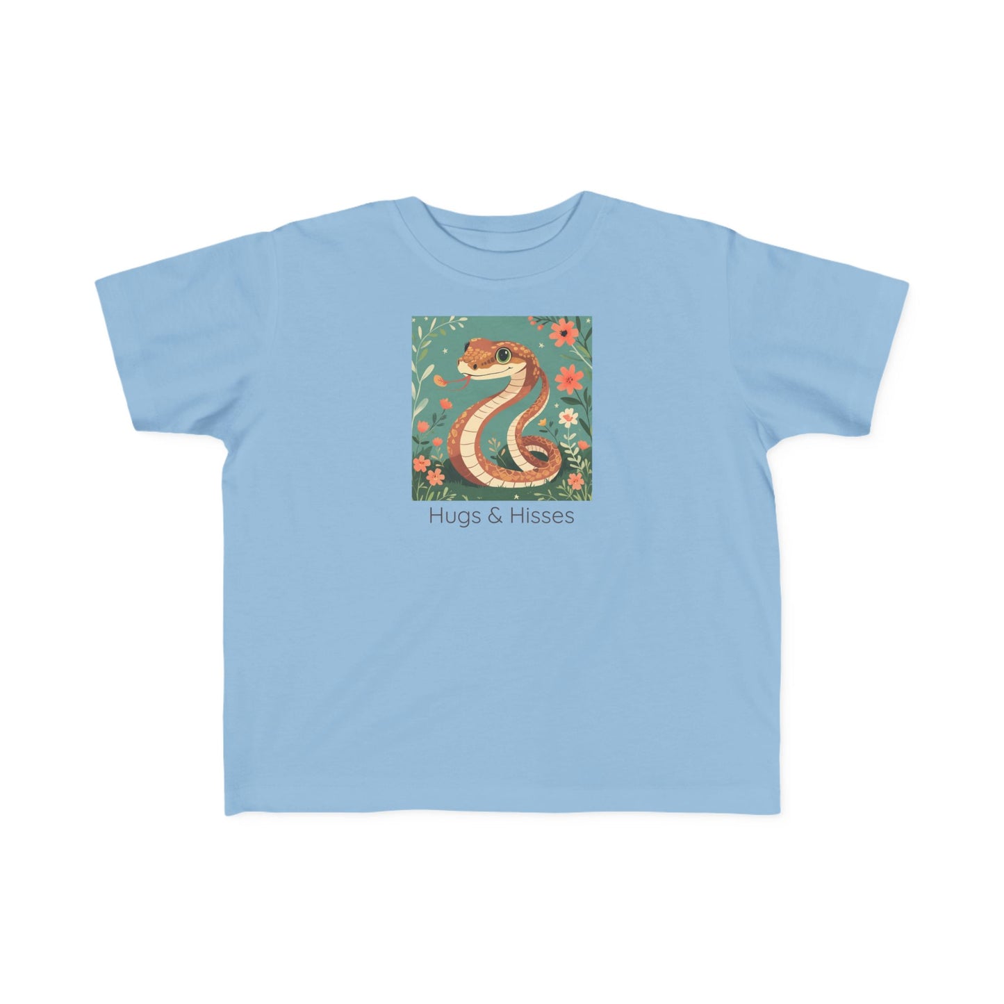 Snake print with floral accents toddler t-shirt in Saltwater, gender-neutral kids clothing