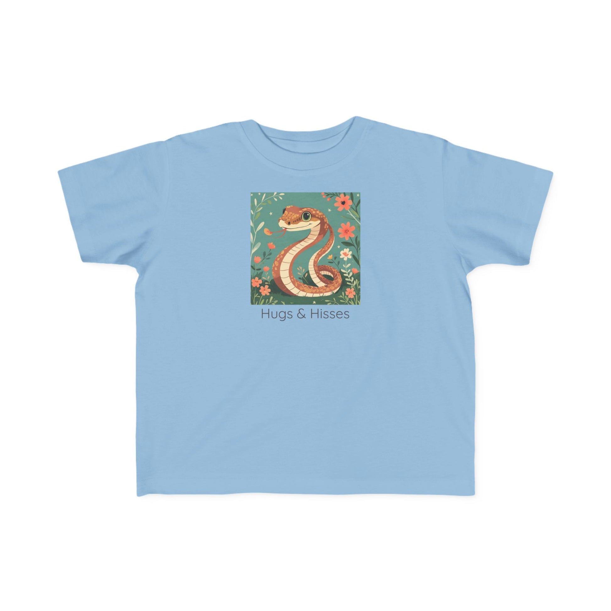 Snake print with floral accents toddler t-shirt in Saltwater, gender-neutral kids clothing