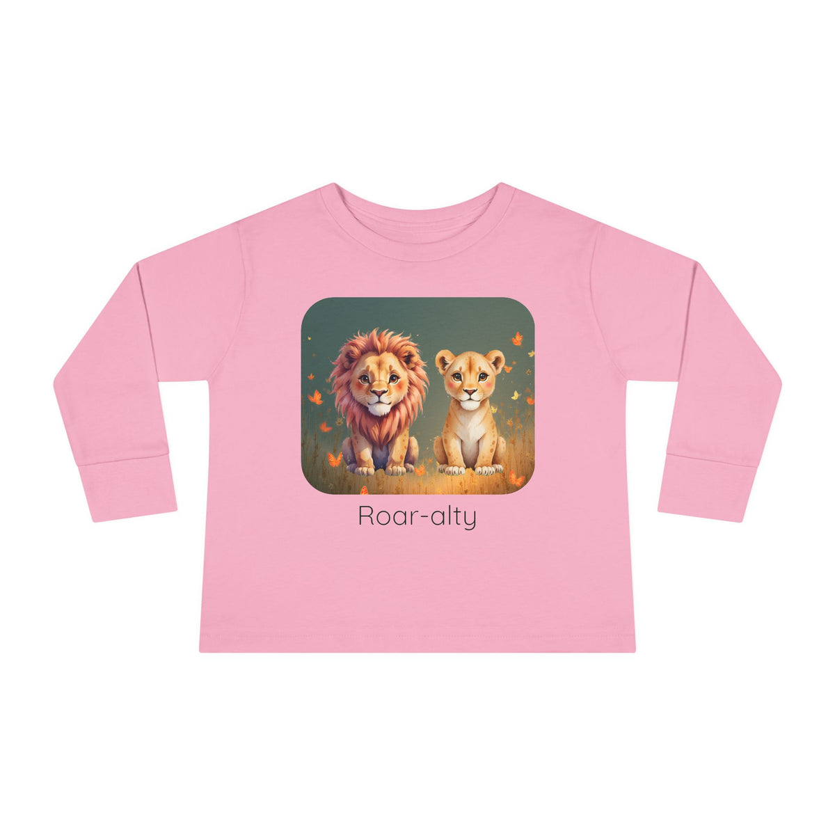 Lion print toddler long sleeve shirt in White, gender-neutral kids clothing