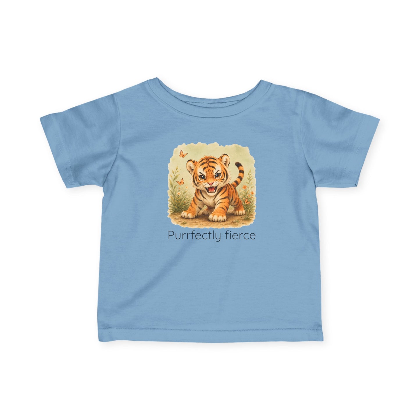 Tiger print infant t-shirt in White, gender-neutral kids clothing