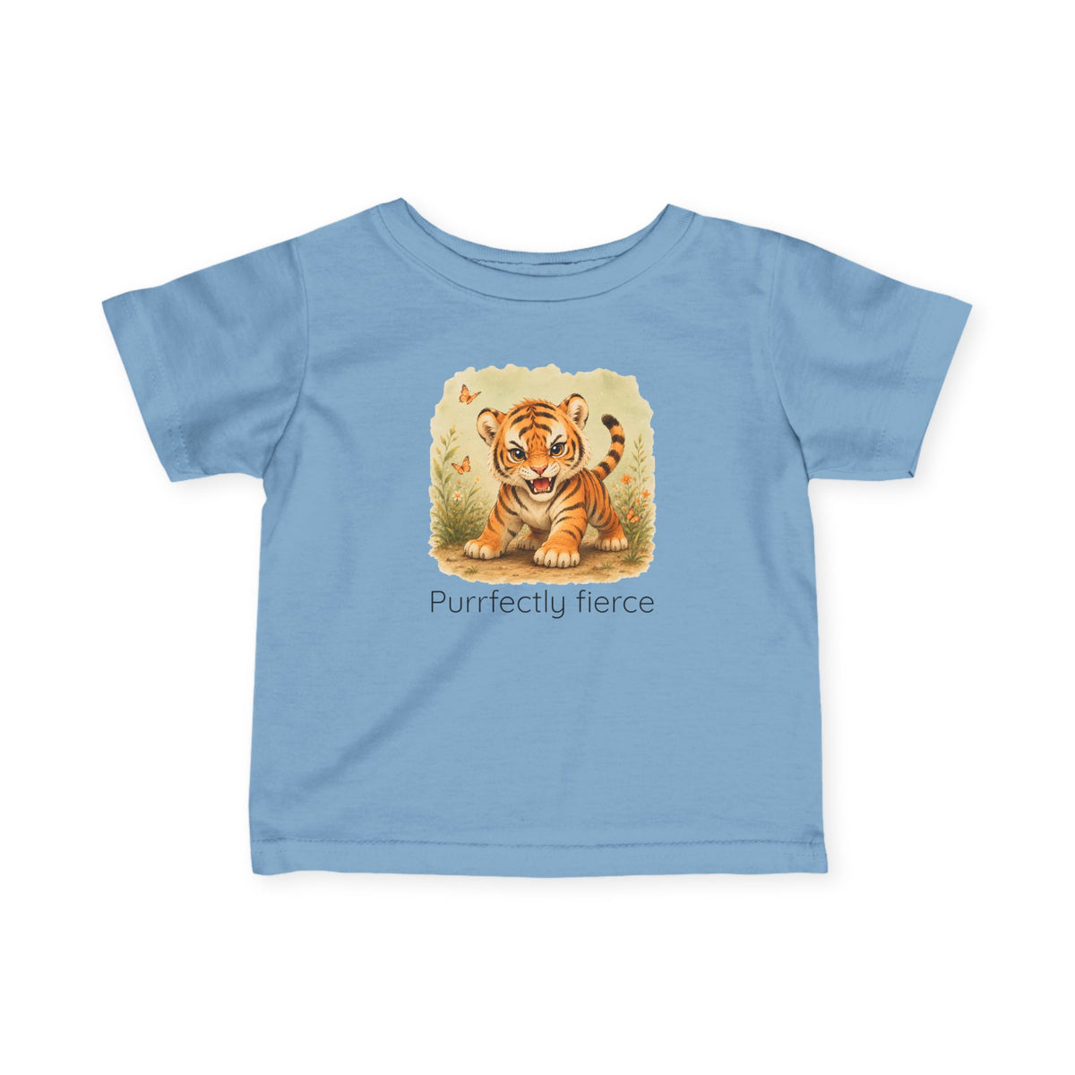 Tiger print infant t-shirt in White, gender-neutral kids clothing