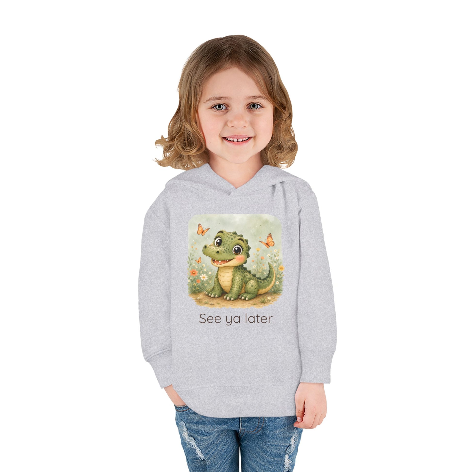 Alligator print toddler hoodie sweatshirt in Vintage Smoke, gender-neutral kids clothing