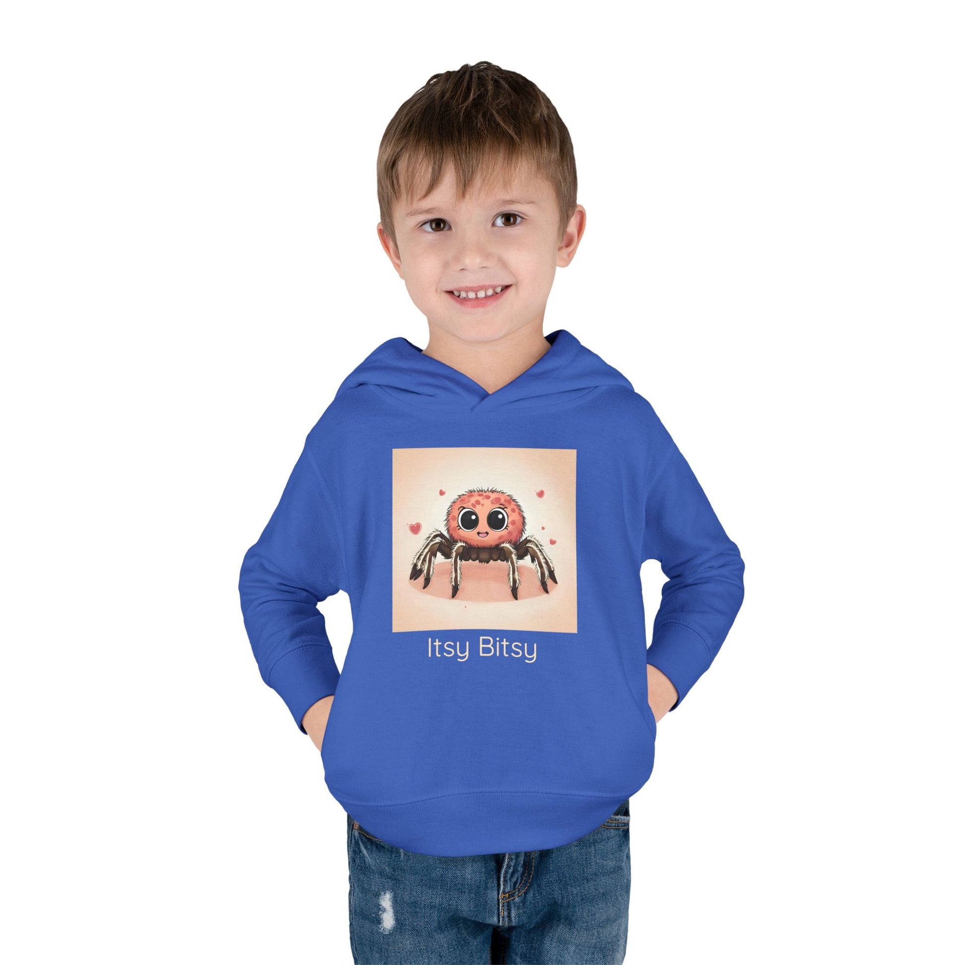 Spider print toddler hoodie sweatshirt in Heather, gender-neutral kids clothing
