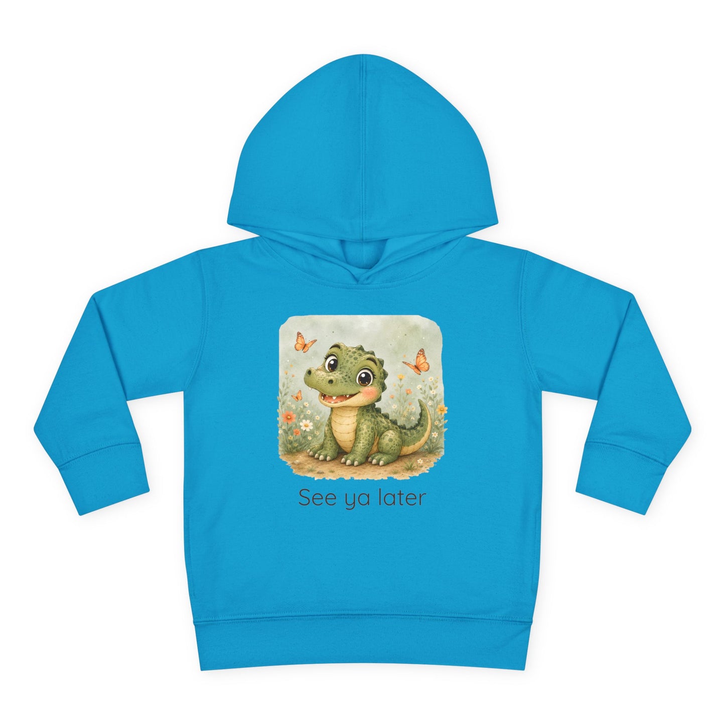 Alligator print toddler hoodie sweatshirt in Turquoise, gender-neutral kids clothing