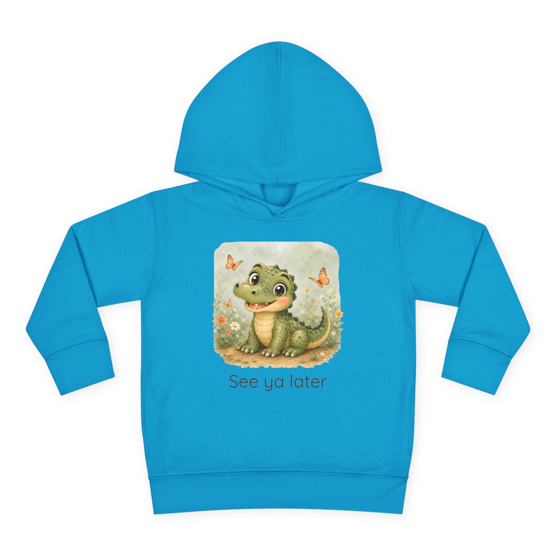 Alligator print toddler hoodie sweatshirt in Turquoise, gender-neutral kids clothing
