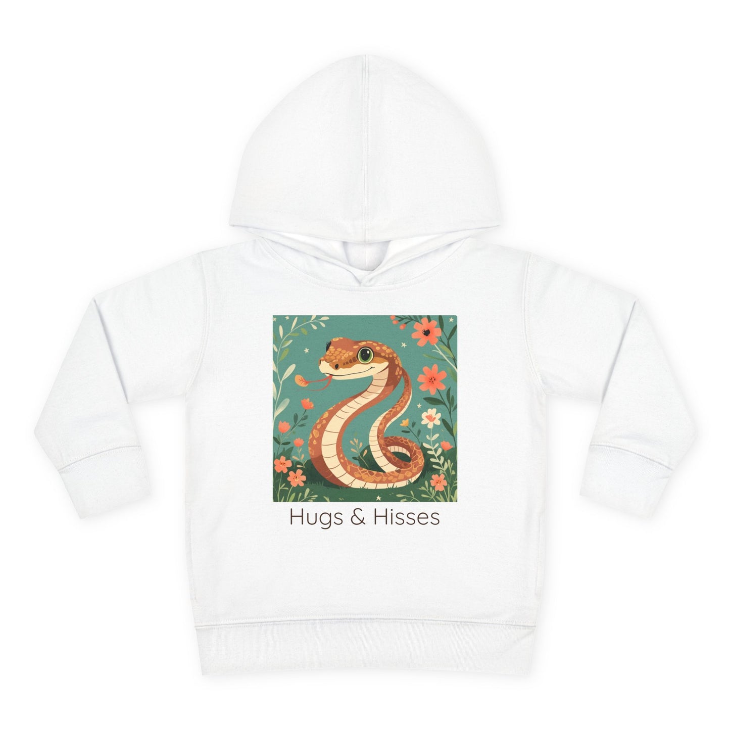 Snake print with floral accents toddler hoodie sweatshirt in Heather, gender-neutral kids clothing