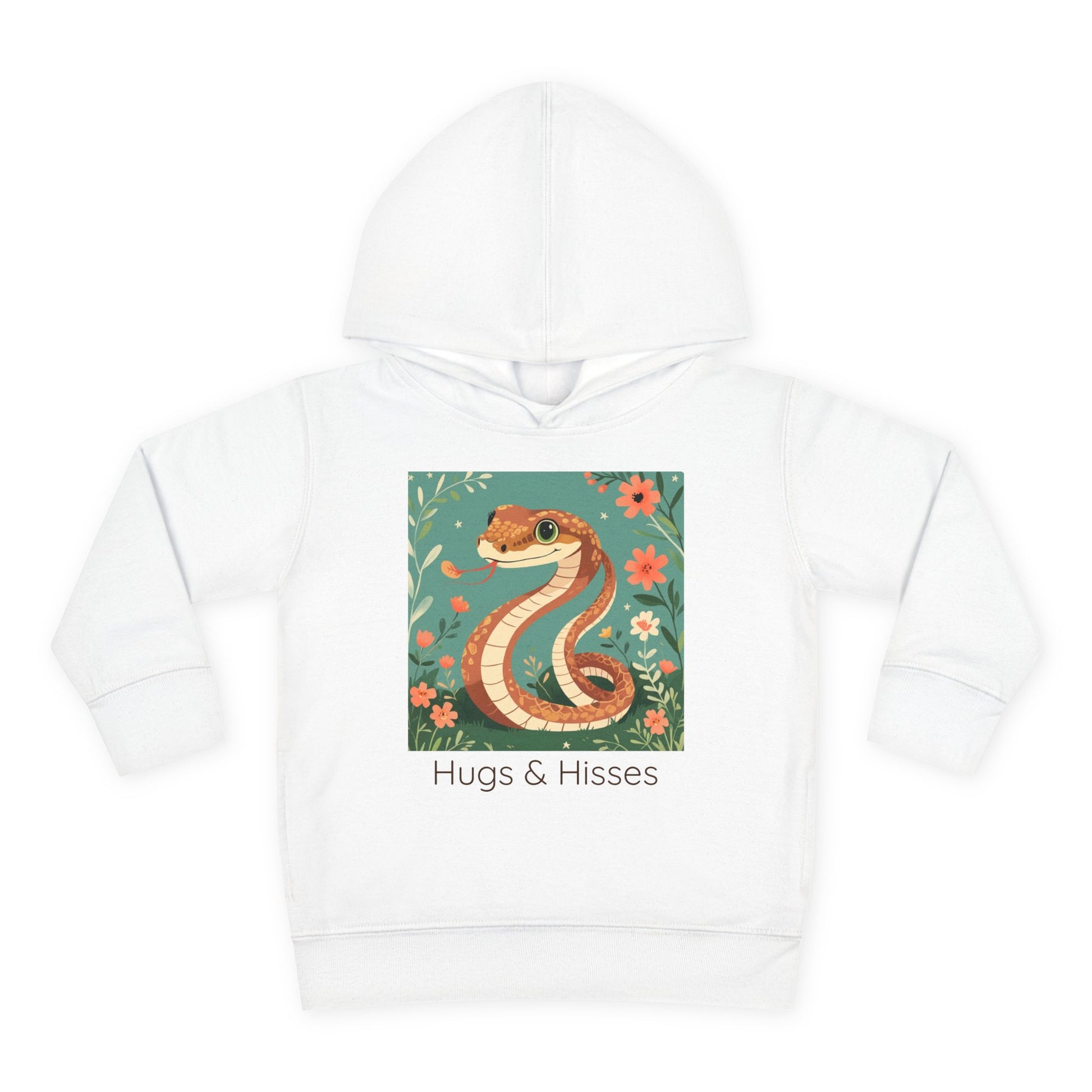 Snake print with floral accents toddler hoodie sweatshirt in Heather, gender-neutral kids clothing