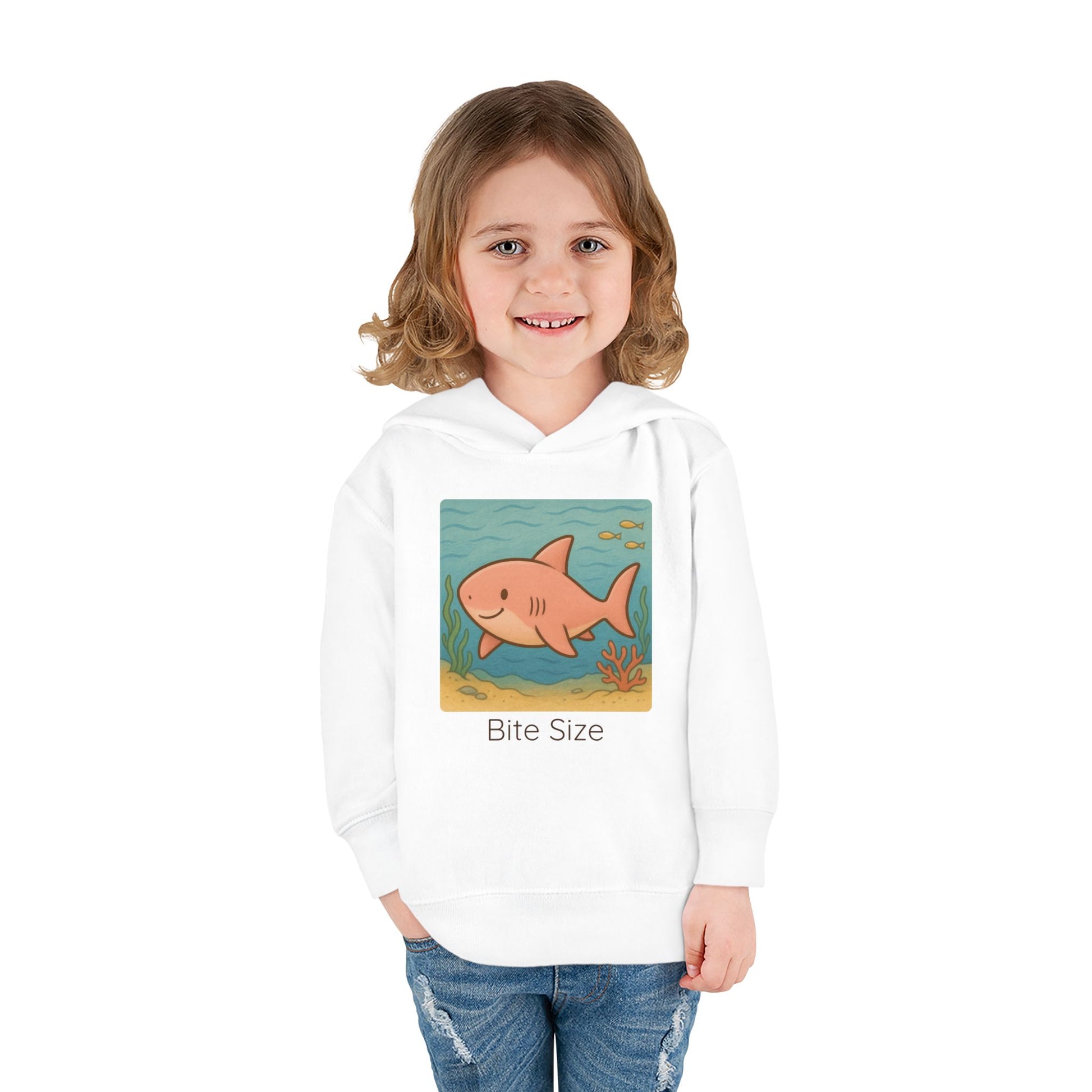 Shark print toddler hoodie sweatshirt in Turquoise, gender-neutral kids clothing