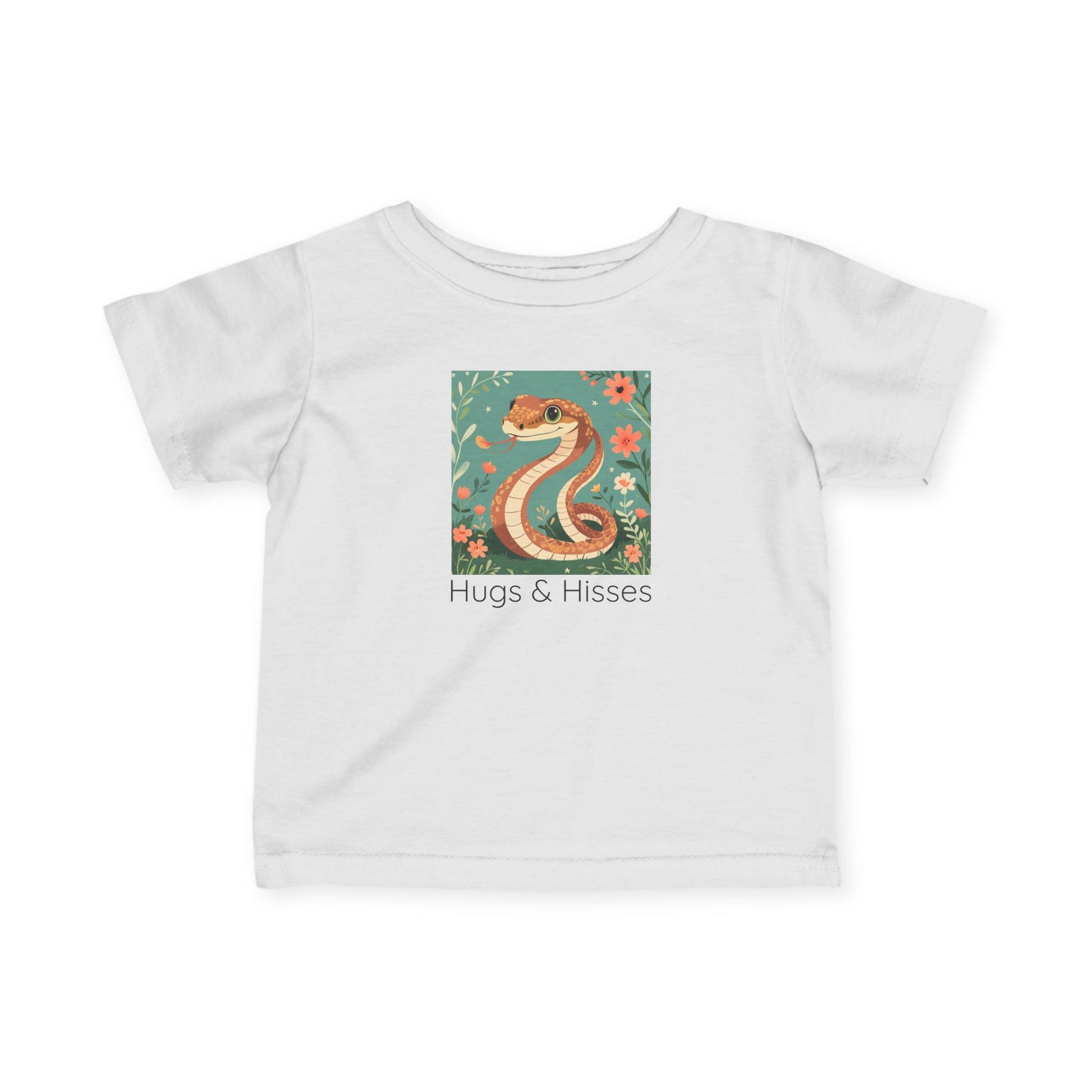 Snake print with floral accents infant t-shirt in Heather, gender-neutral kids clothing