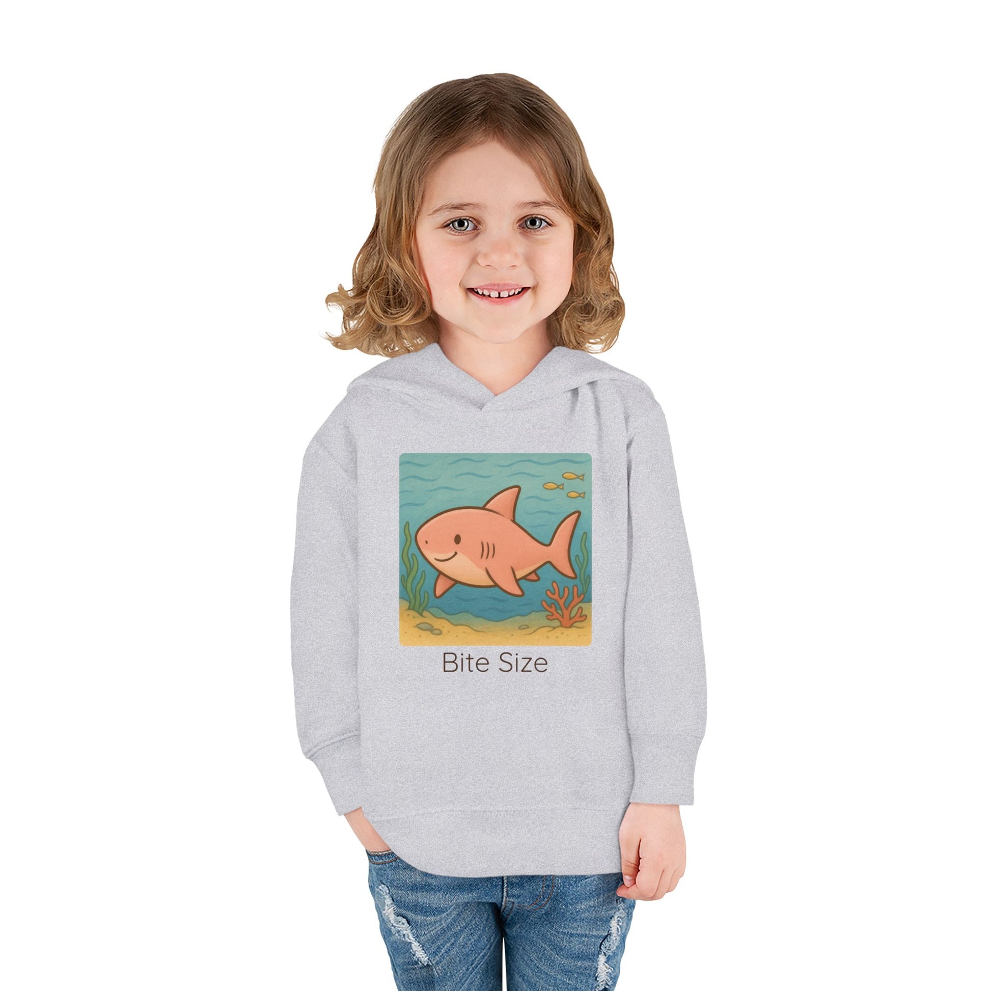 Shark print toddler hoodie sweatshirt in Vintage Smoke, gender-neutral kids clothing