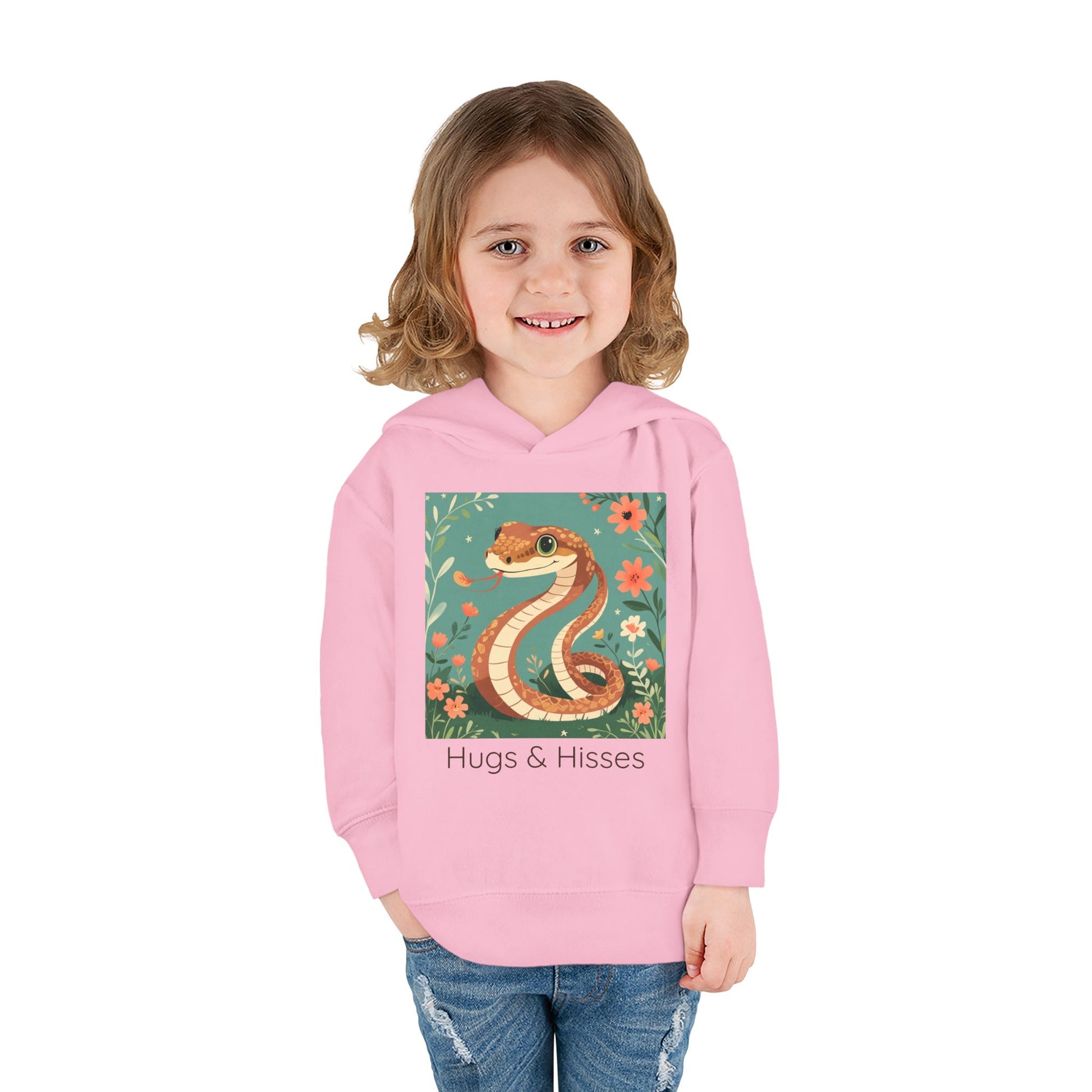 Snake print with floral accents toddler hoodie sweatshirt, gender-neutral kids clothing