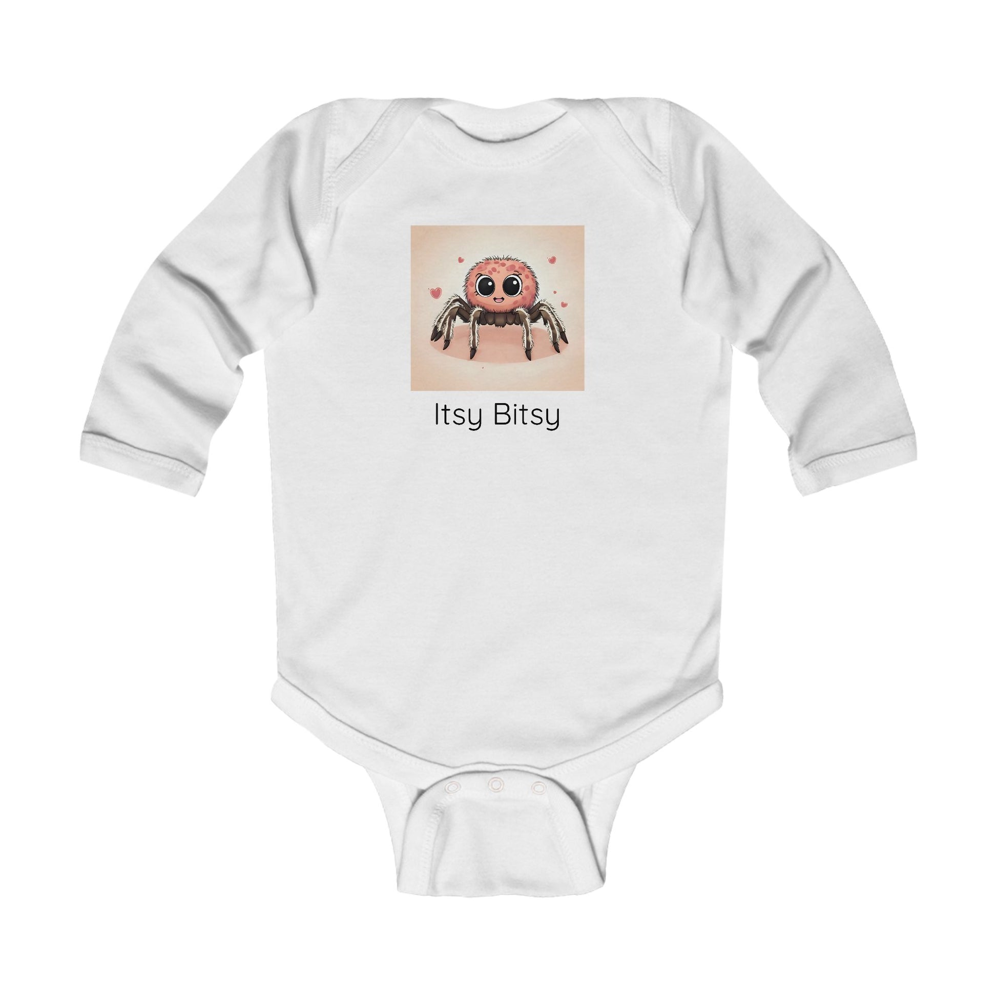 Spider print infant long sleeve onesie in Heather, gender-neutral kids clothing