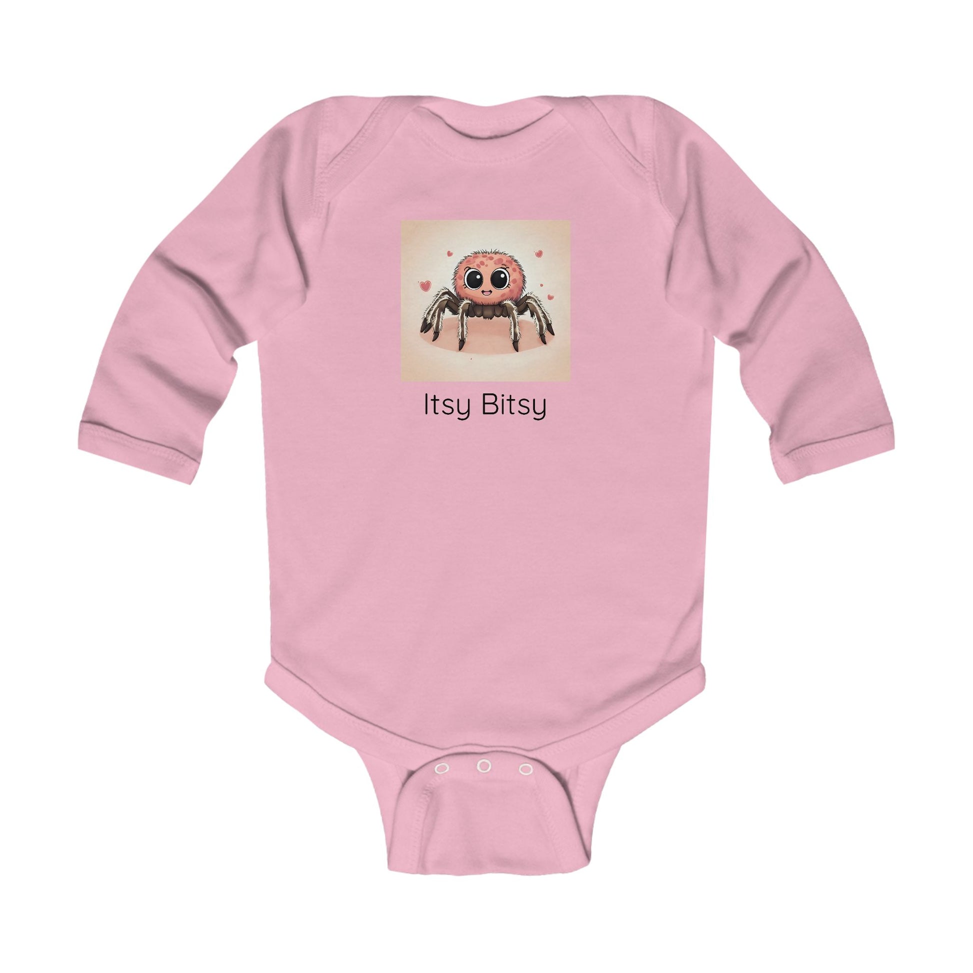 Spider print infant long sleeve onesie in White, gender-neutral kids clothing