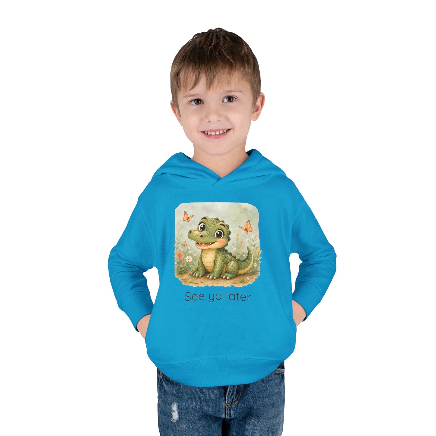 Alligator print toddler hoodie sweatshirt in Vintage Hot Pink, gender-neutral kids clothing
