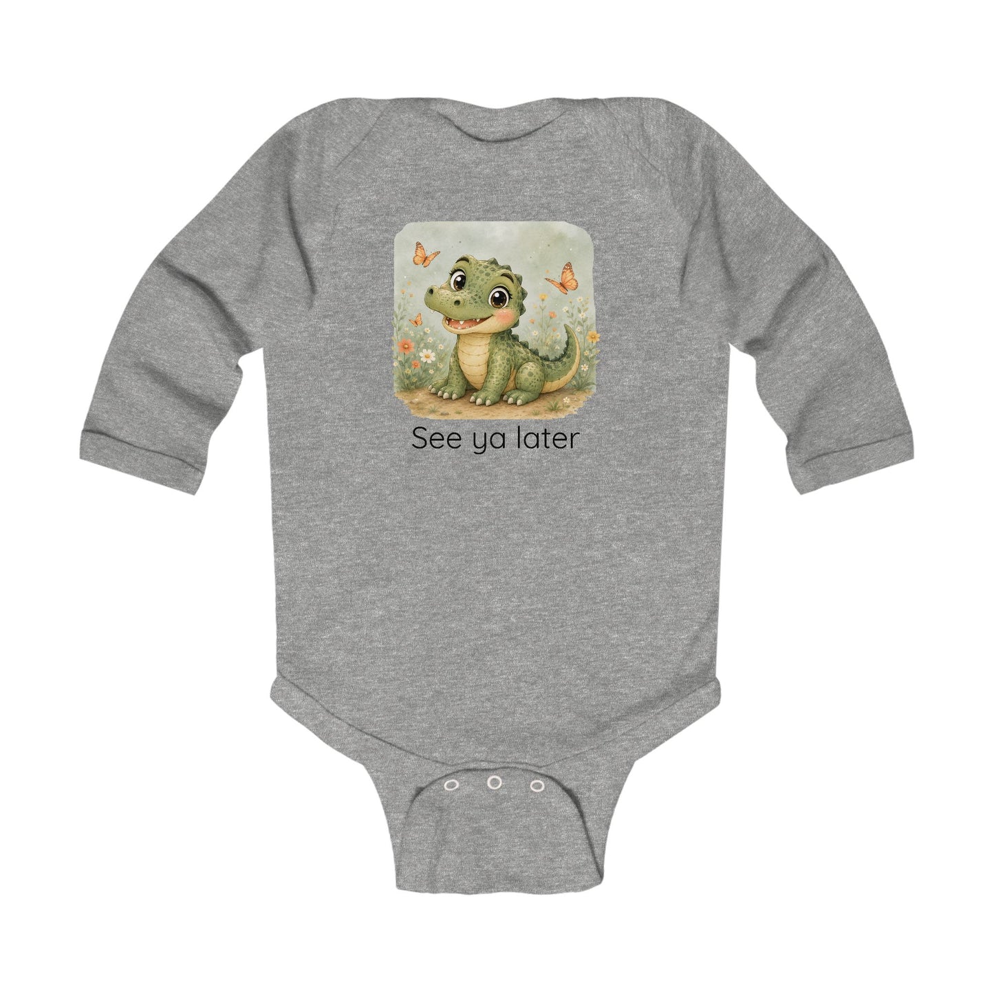 Alligator Infant Long Sleeve Onesie — Cute Gender Neutral Bodysuit