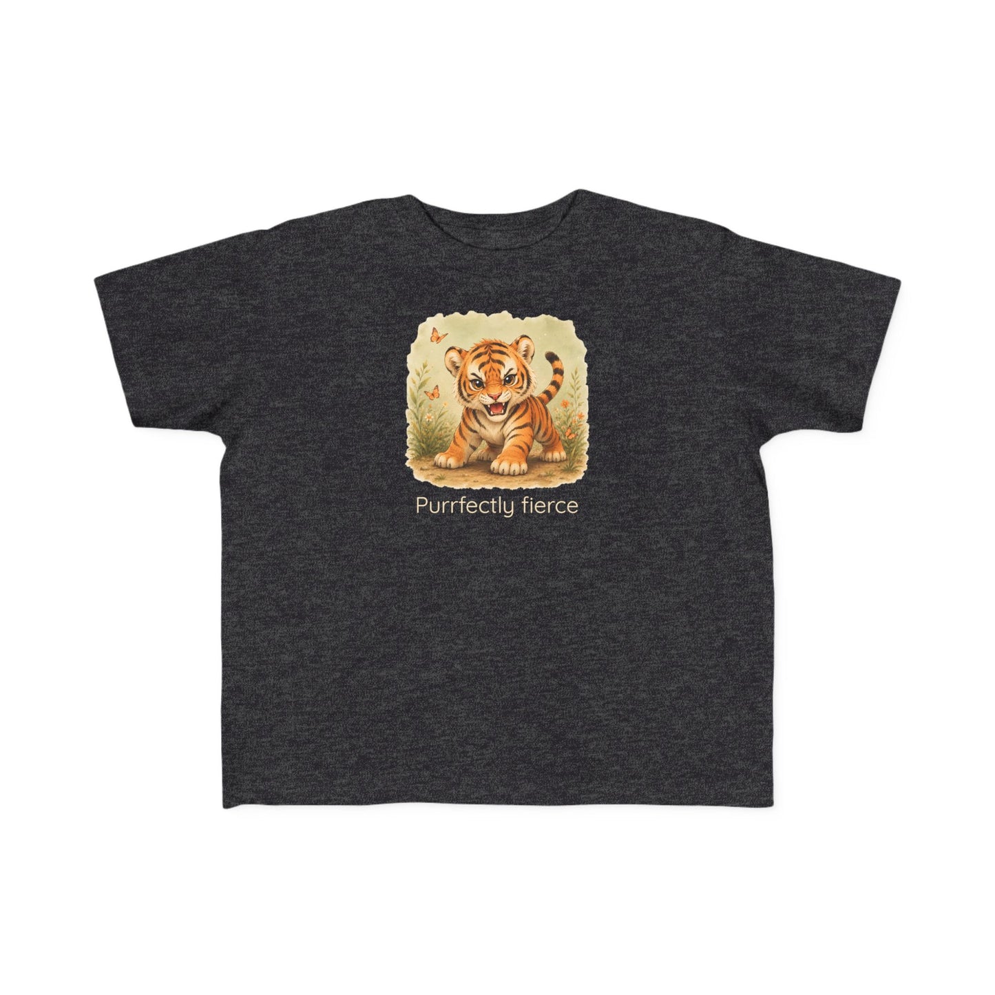 Tiger print toddler t-shirt in Vintage Coyote Brown, gender-neutral kids clothing