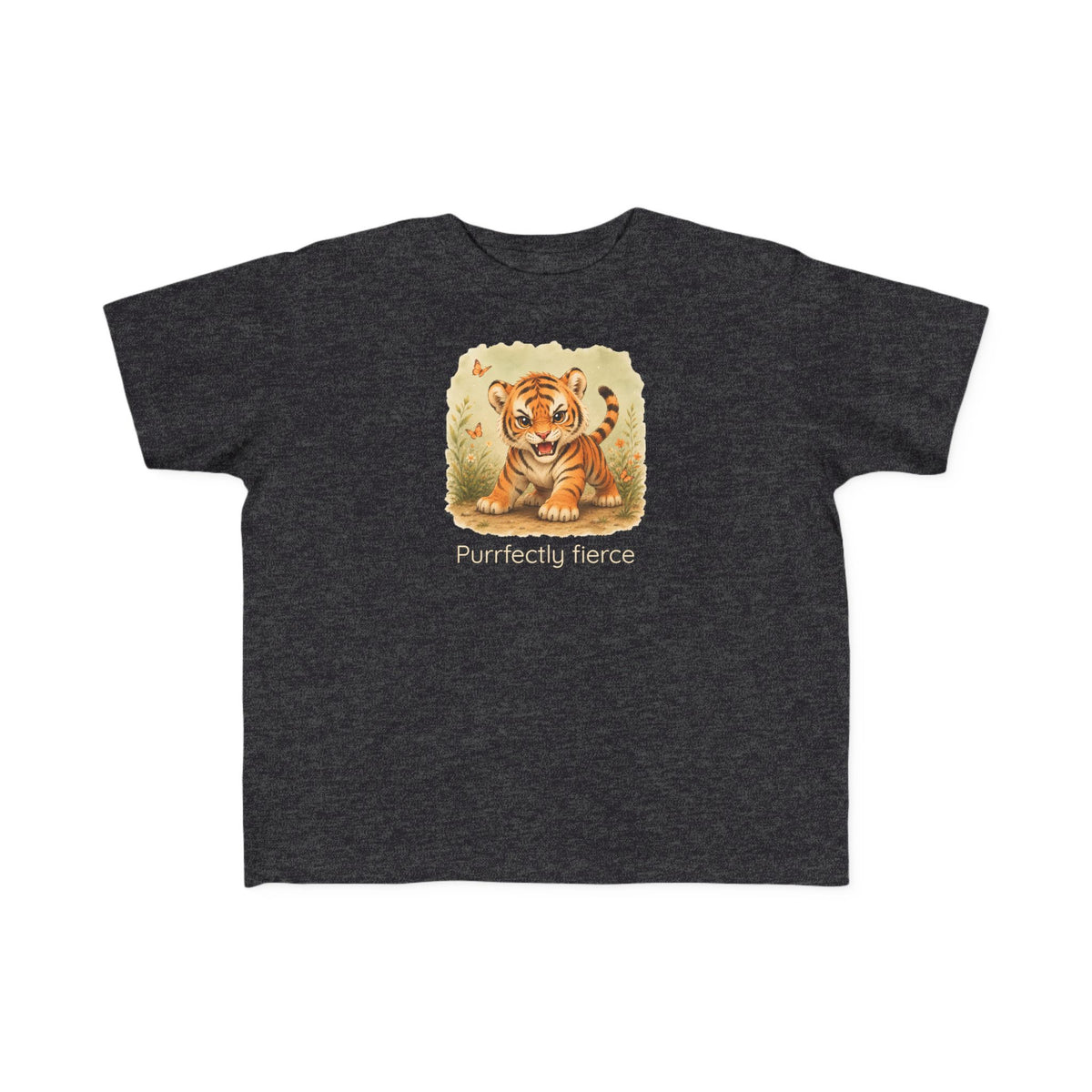 Tiger print toddler t-shirt in Vintage Coyote Brown, gender-neutral kids clothing