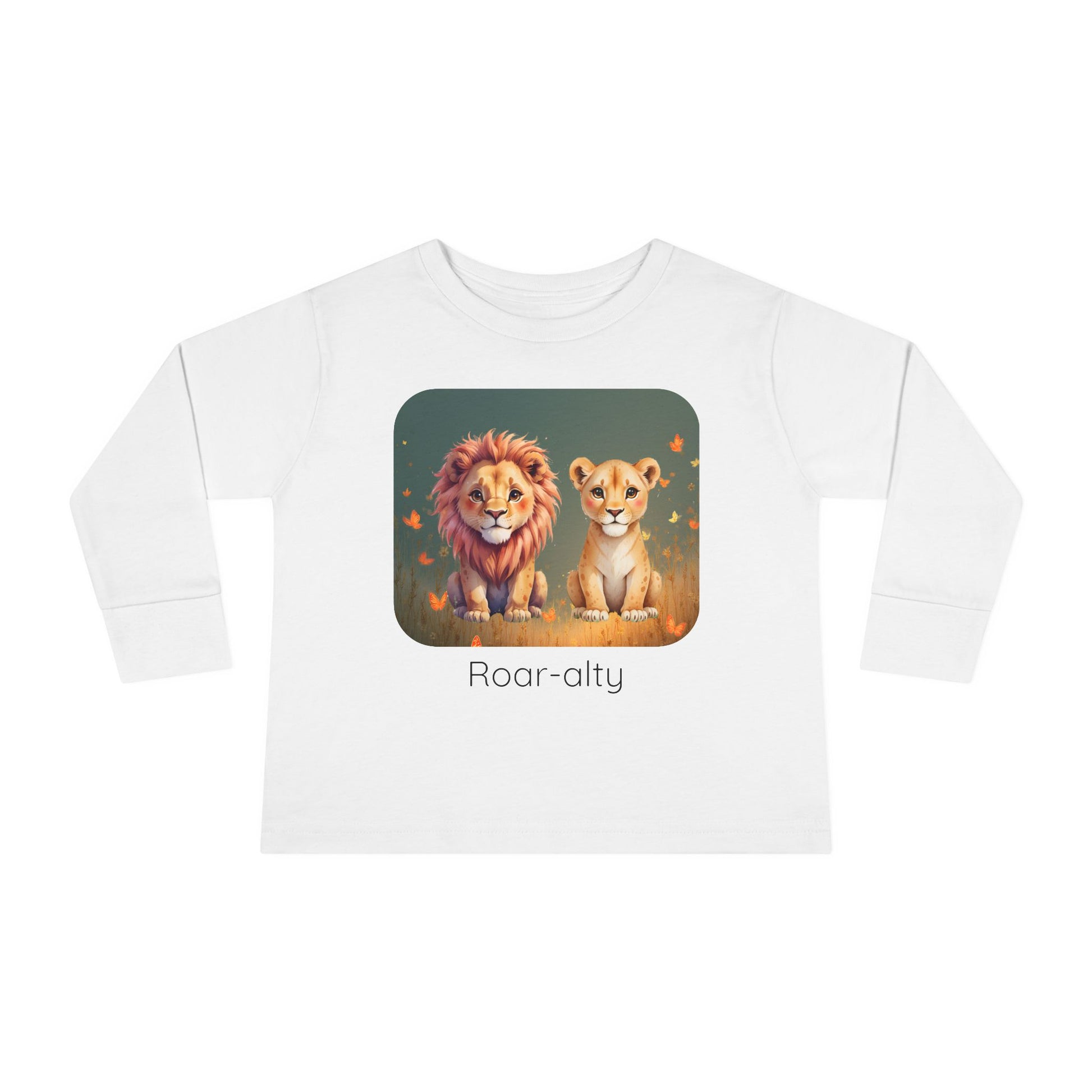 Lion print toddler long sleeve shirt in Heather, gender-neutral kids clothing