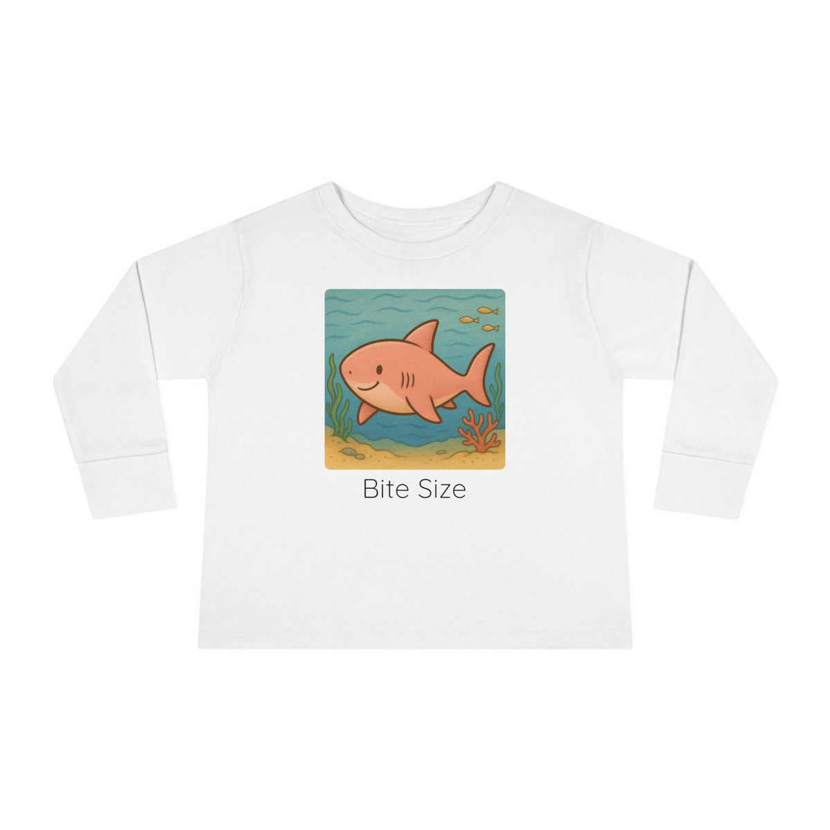 Shark print toddler long sleeve shirt in Heather, gender-neutral kids clothing