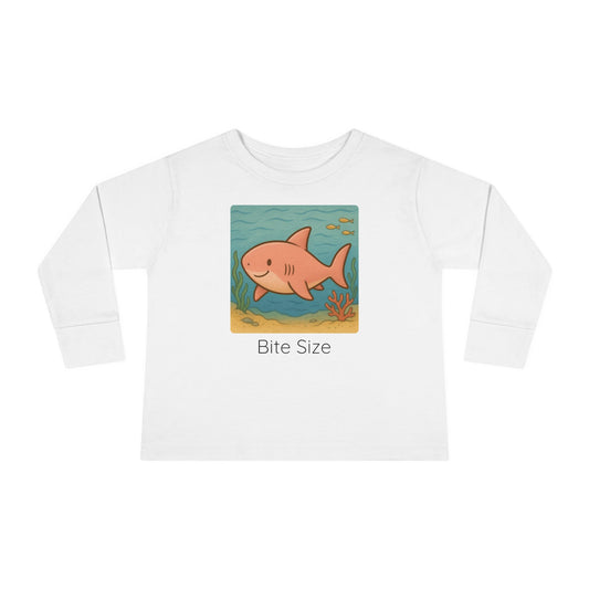 Shark print toddler long sleeve shirt in Heather, gender-neutral kids clothing