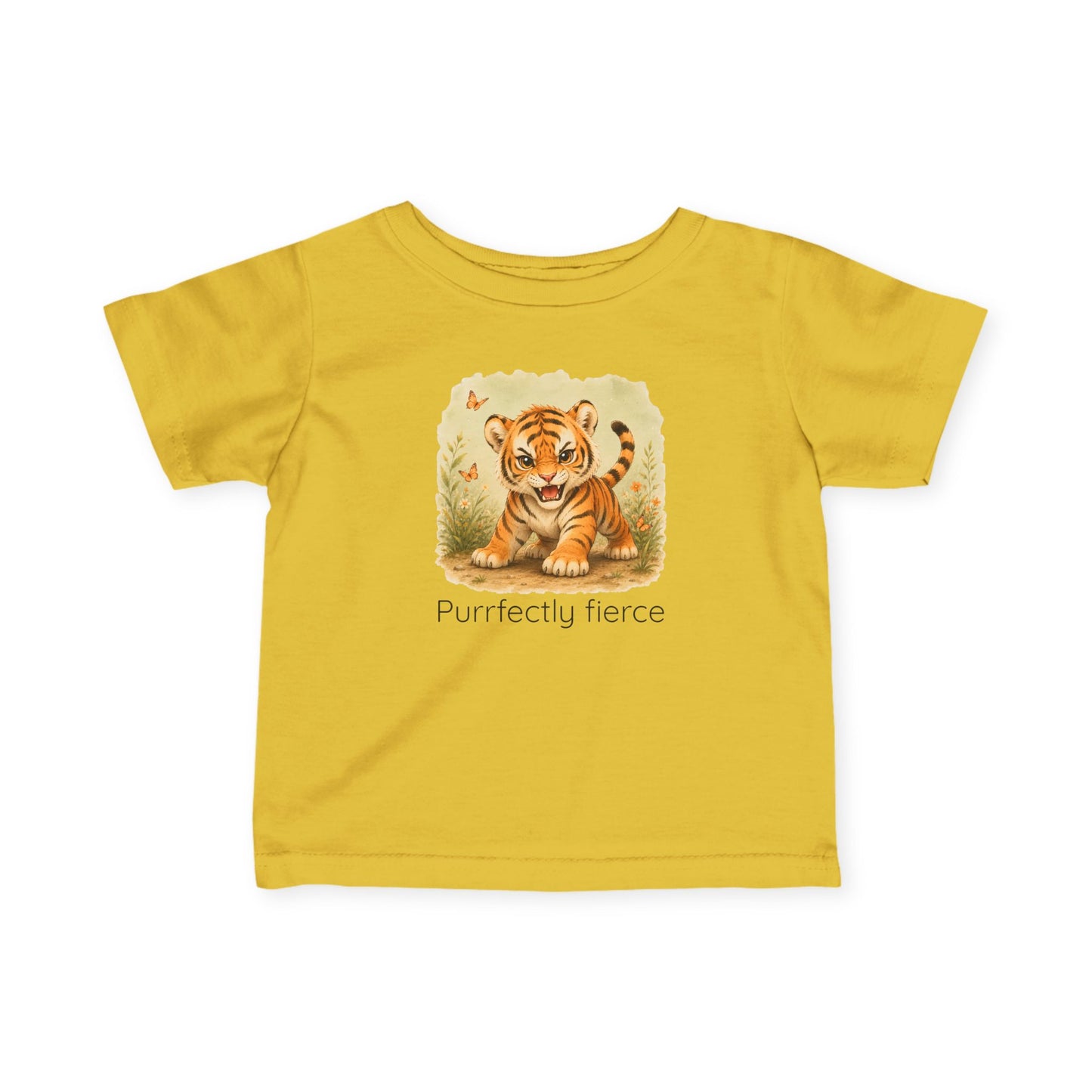 Tiger print infant t-shirt in Light Blue, gender-neutral kids clothing